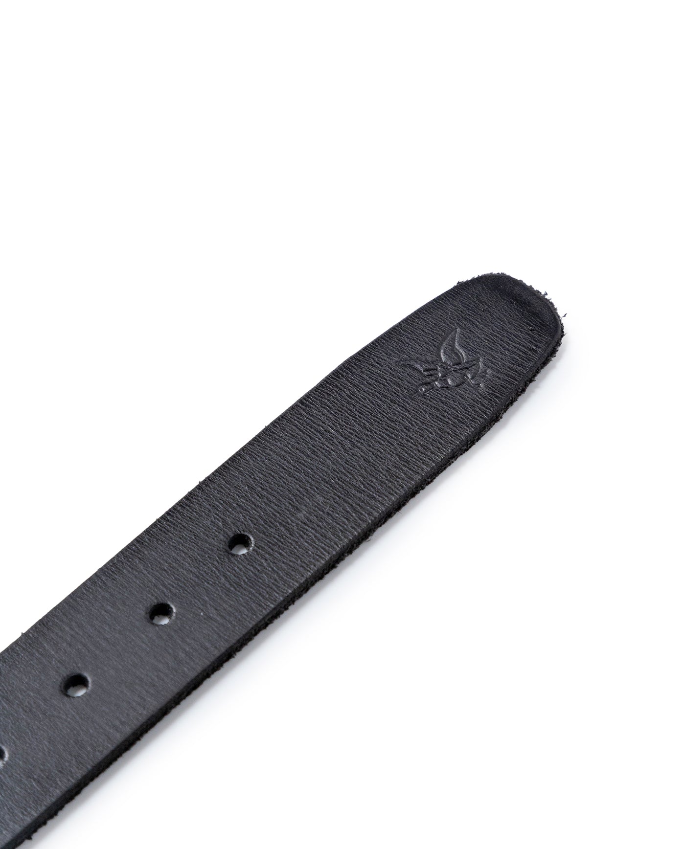 Mens Belt Artisan Waxed Cowhide Leather Embossed Logo - Black 63_011H001_NEG194007_4