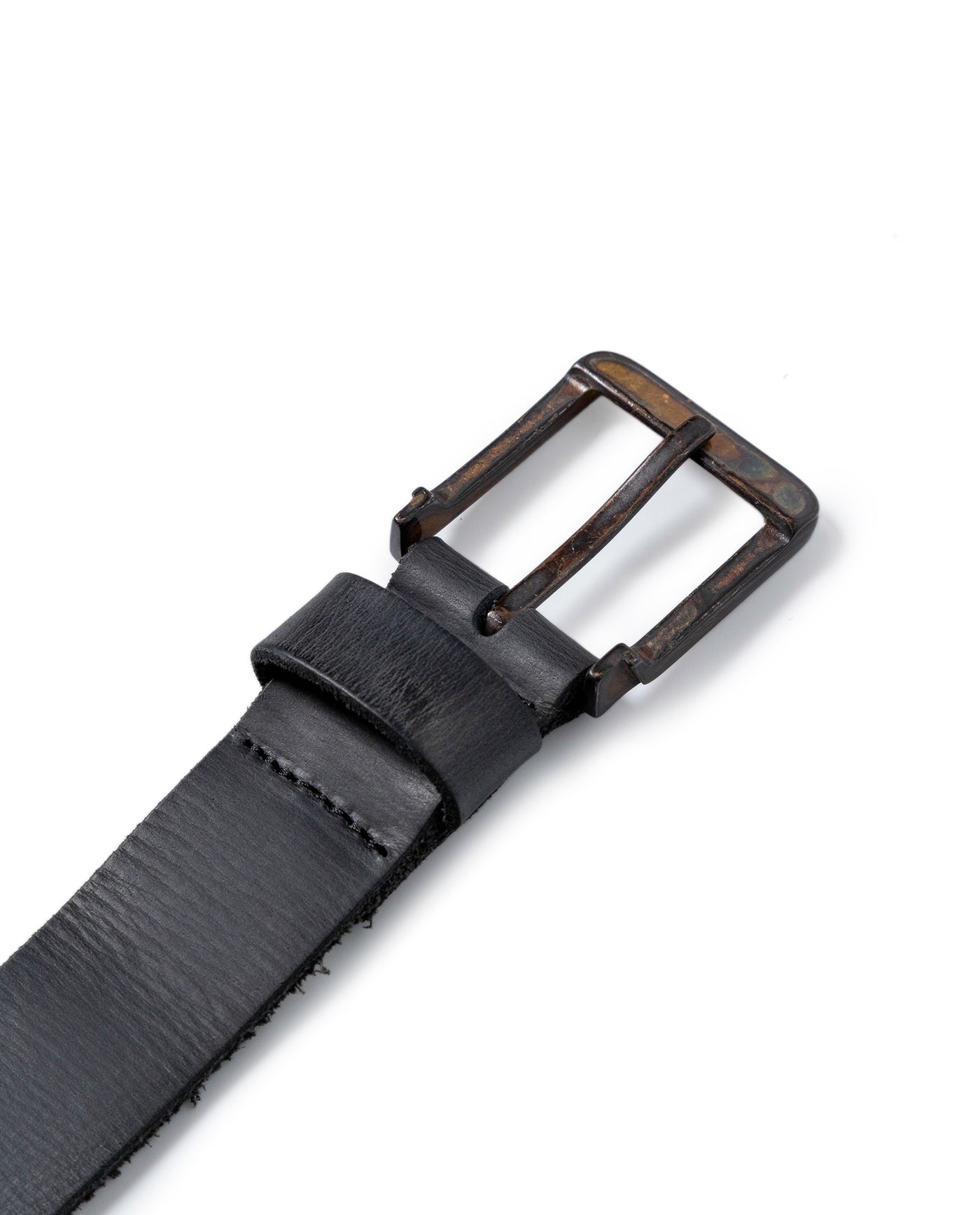 Mens Rodeo Belt Artisan Waxed Cowhide Leather Vintage Amber Buckle - Black 63_011H003_NEG194007_3