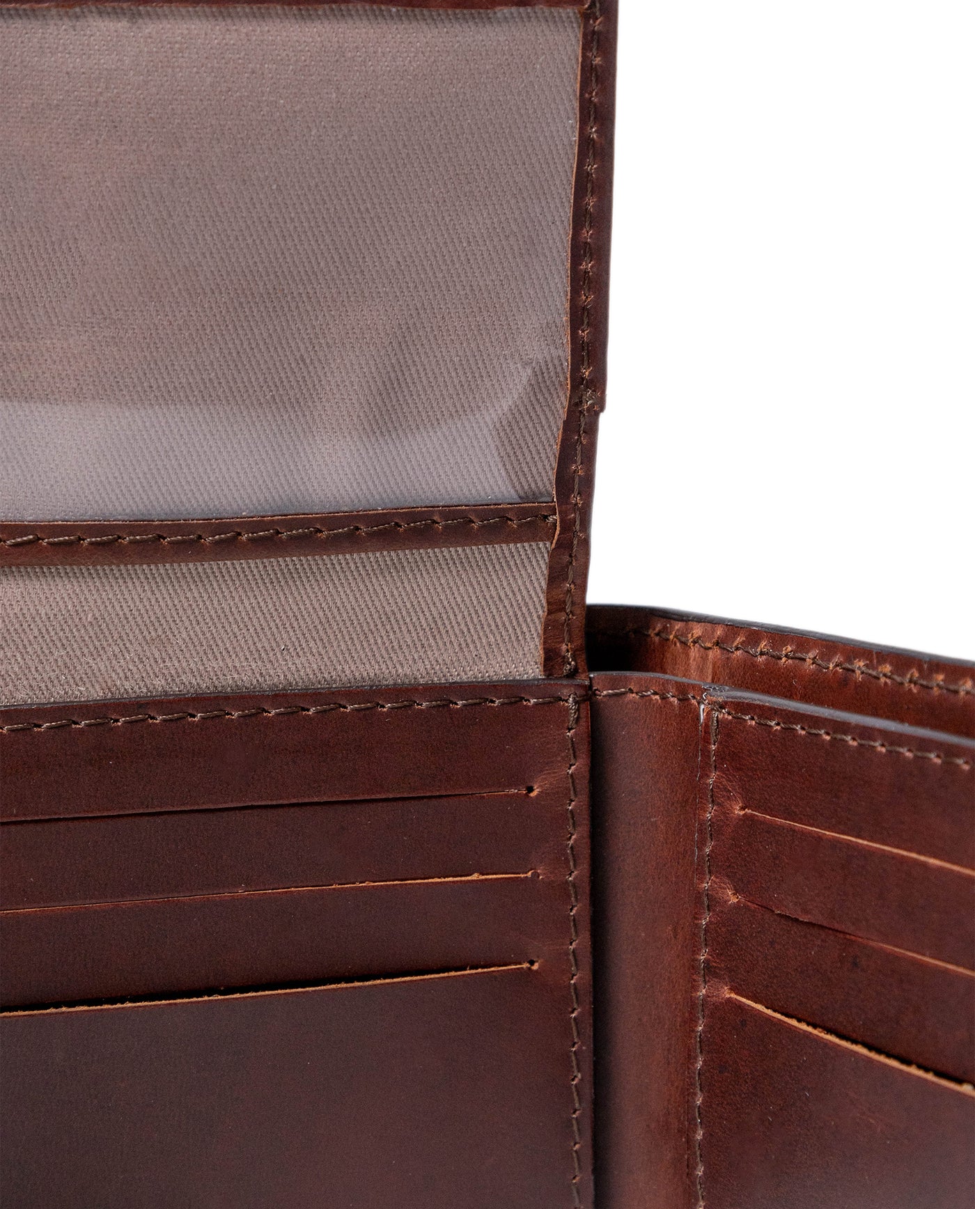 Mens Wallet Horizontal Semi Oiled Cowhide Leather Three Body Handmade Stitching - Brown 63_021H001_CAF171321_5