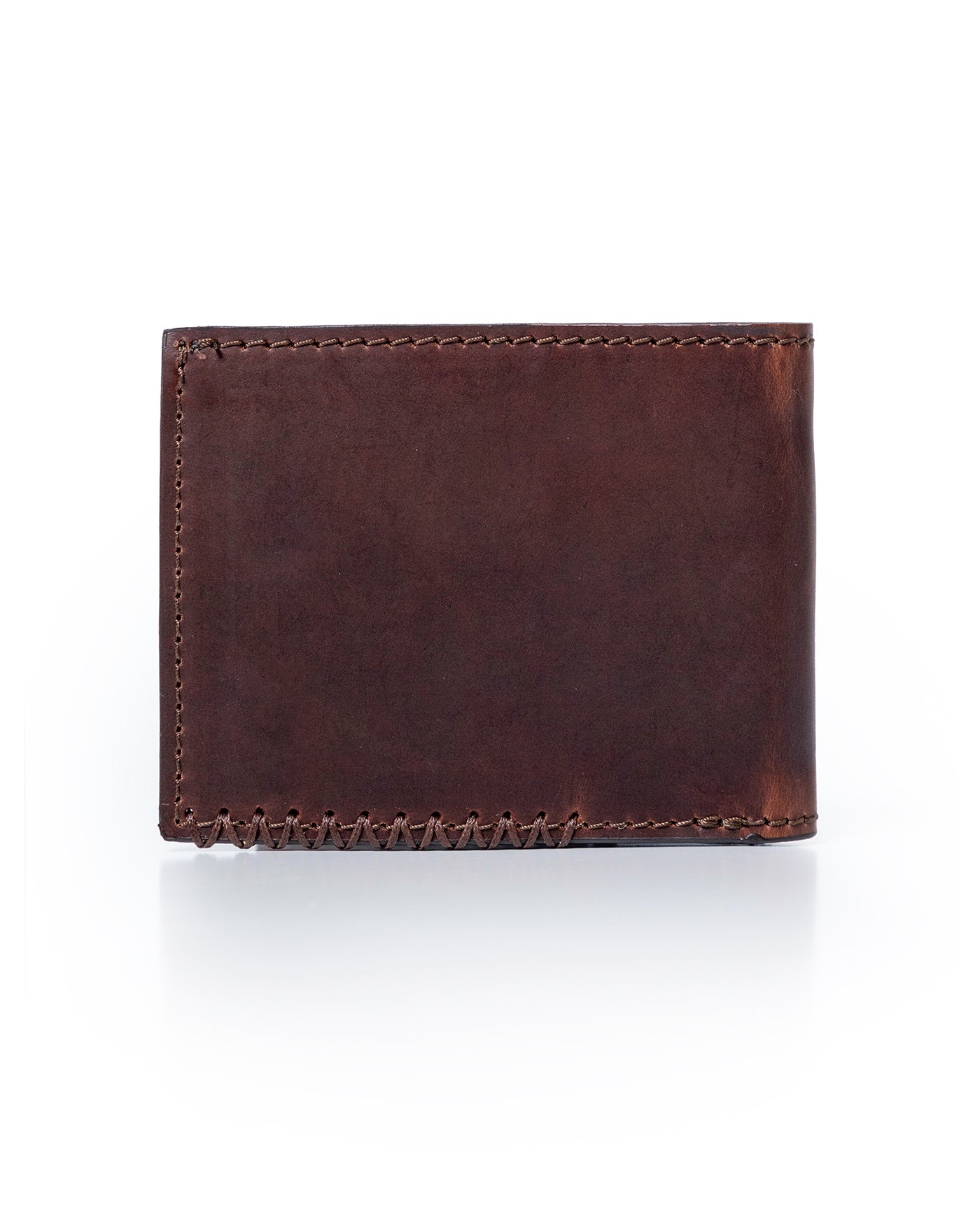 Mens Wallet Horizontal Semi Oiled Cowhide Leather Three Body Handmade Stitching - Brown 63_021H001_CAF171321_6