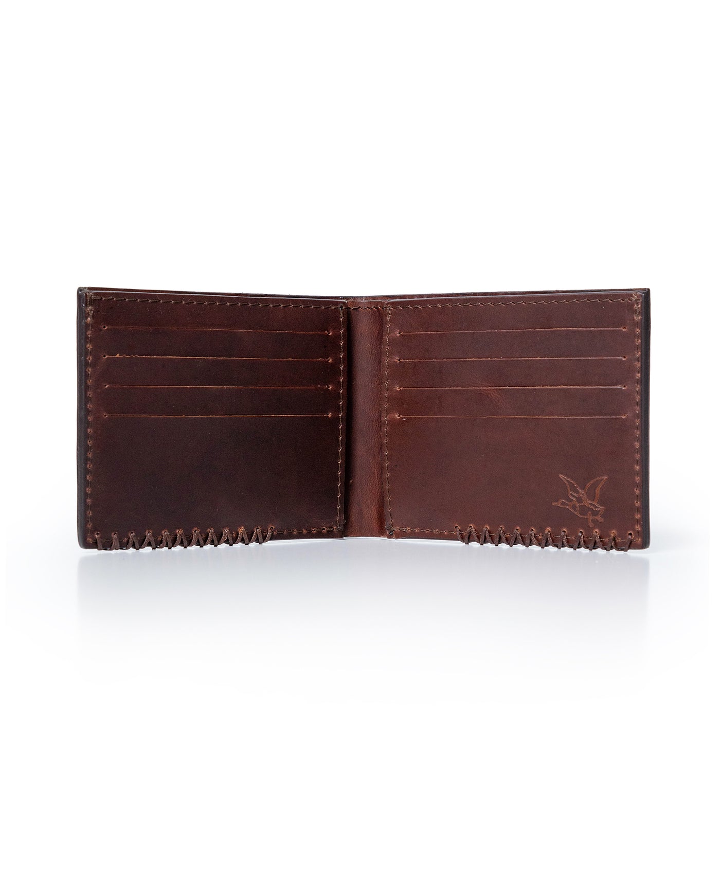 Mens Wallet Horizontal Minimalist Semi Oiled Cowhide Leather Two Wing Handmade Stitching - Brown 63_021H002_CAF171028_4