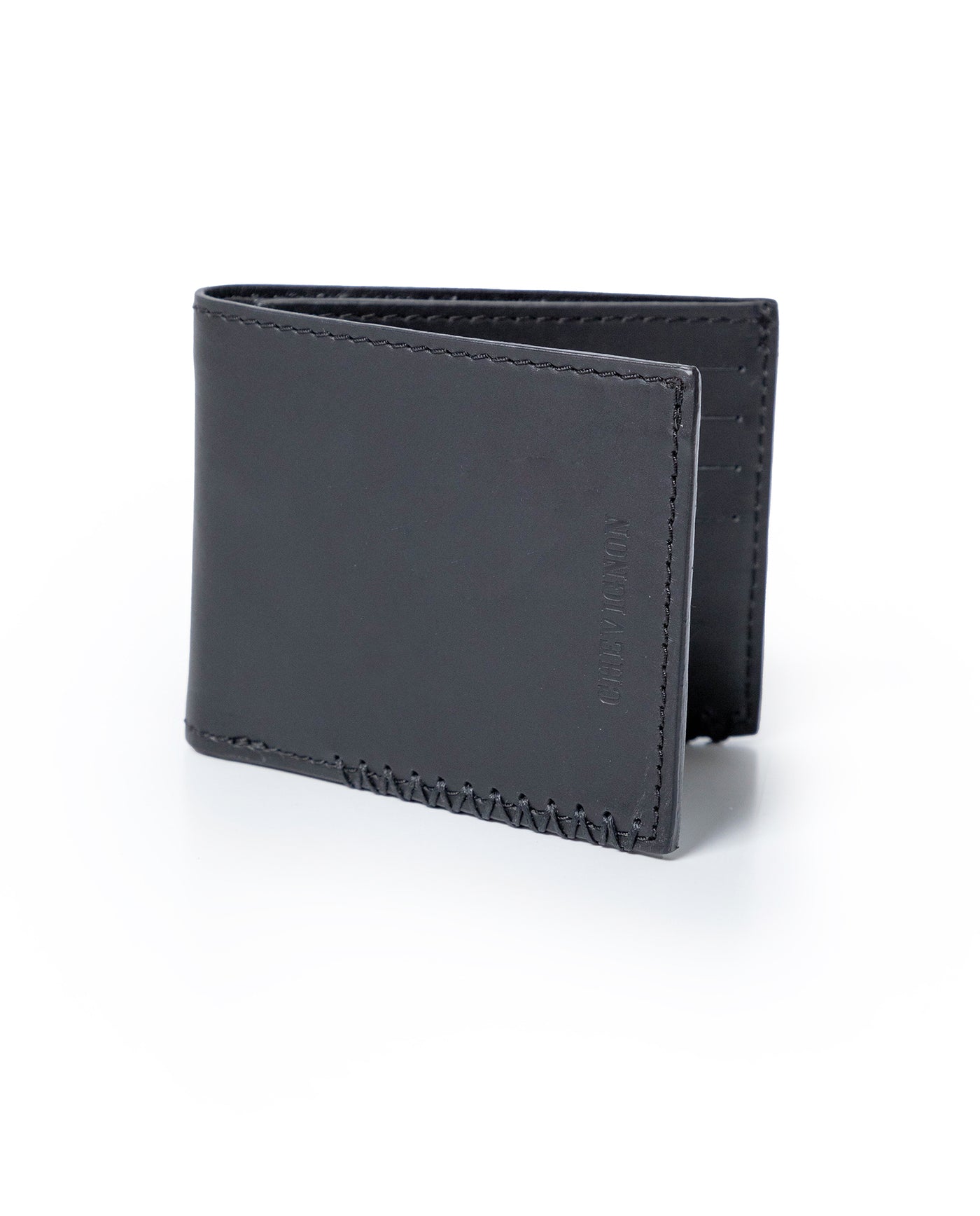 Mens Wallet Horizontal Minimalist Semi Oiled Cowhide Leather Two Wing Handmade Stitching - Black 63_021H002_NEG194007_3