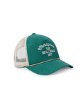 Unisex Cap Trucker 5 Panel Cotton Polyester Drill Raw Embroidered Graphic Cord Detail Plastic Strap - Green