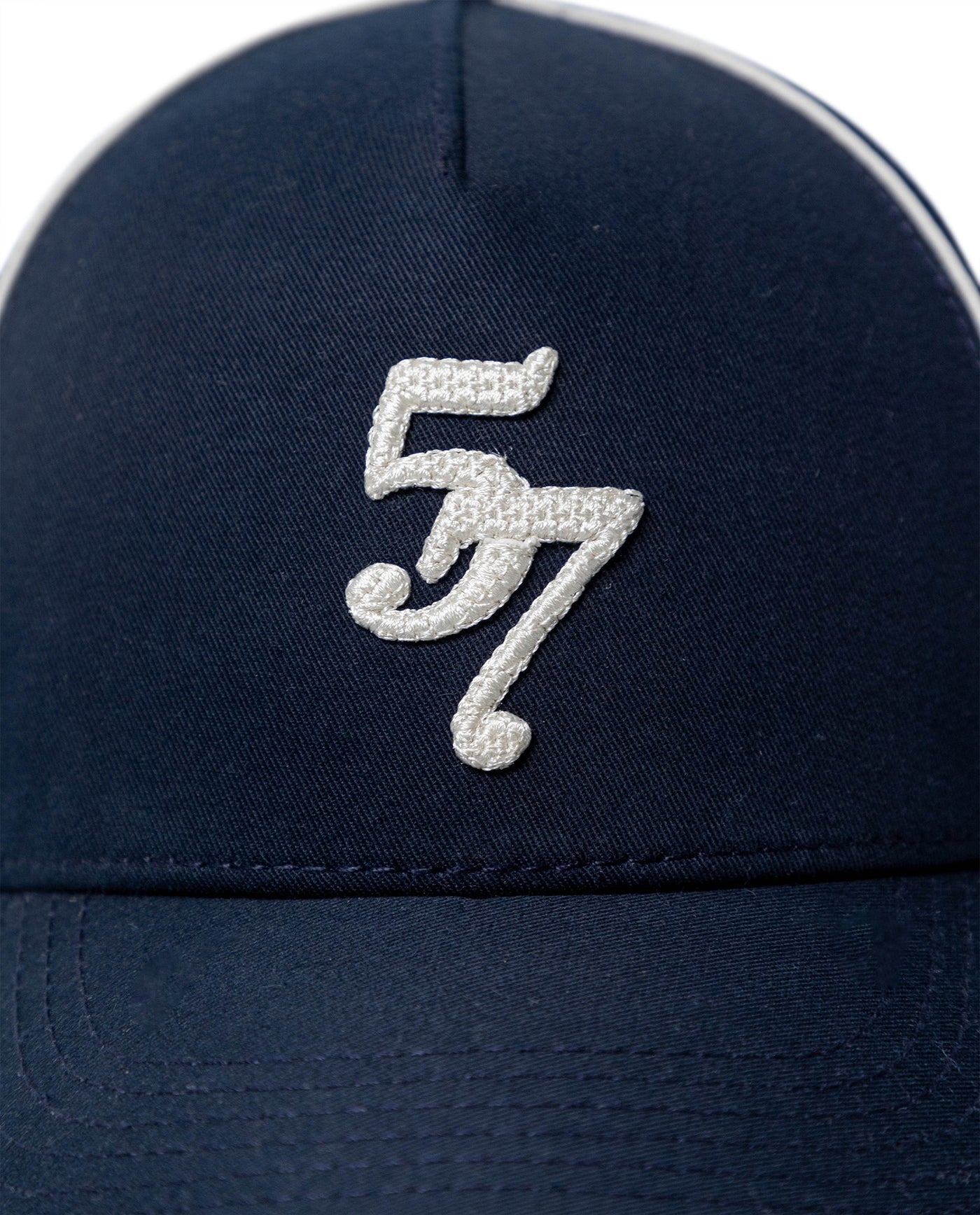 Unisex Cap 6 Panel Cotton Drill Structured Front Raw Contrast Piping Bilateral Embroidery Tone Eyelets - Blue 63_031H003_AZU174111_4
