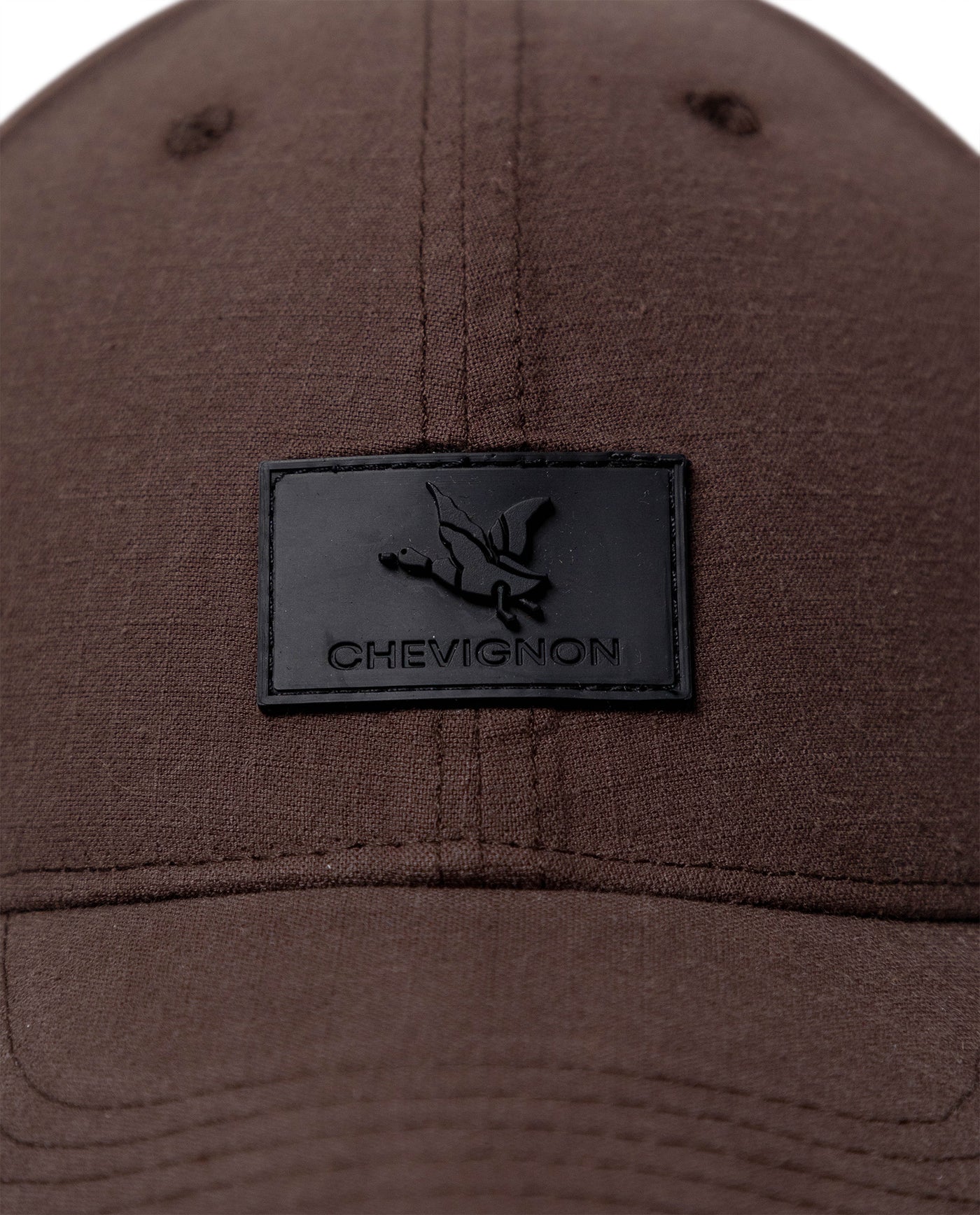 Unisex Cap 6 Panel Cotton Elastane Ripstop Structured Front Bilateral PVC Appliqué Raw Visor Bottom - Brown 63_031H007_CAF191325_3
