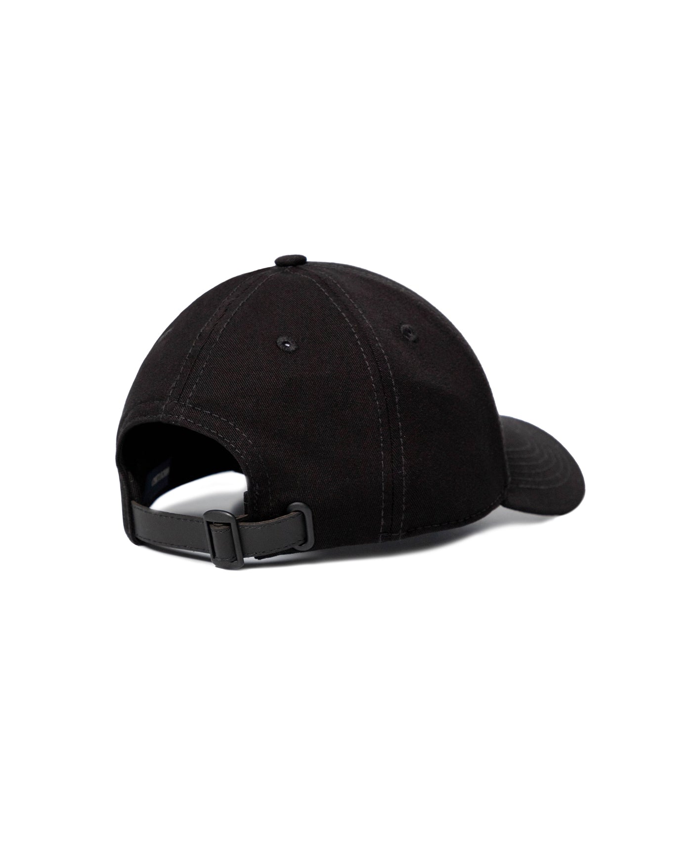 Unisex Leather Strap 6-Panel Cotton Cap - Black 039G008 - 3