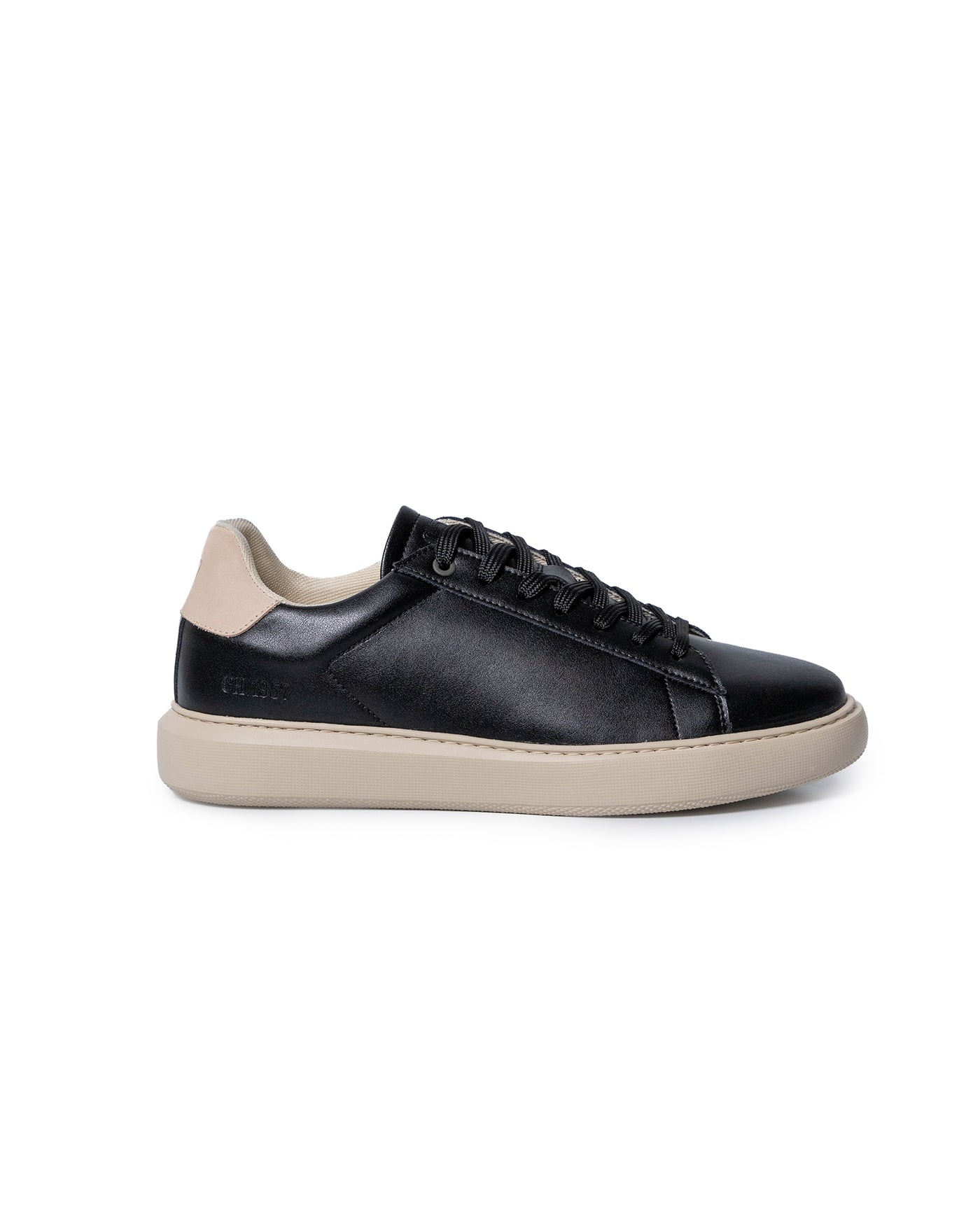 Mens Sneakers Chunky Smooth Aniline Leather EVA Extralight Khaki Sole - Black 63_061H021_NEG194007_6