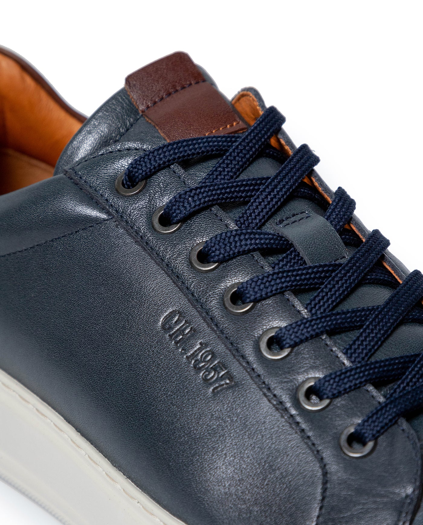 Mens Sneakers Chunky Smooth Aniline Leather Interior Linings EVA Extralight Khaki Sole - Blue 63_061H023_AZU193952_3