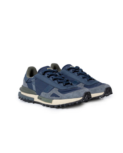 Mens Sneakers Runner Split Leather Textile Bicolor Butter Matte EVA Sole Ergonomic Insole C57 - Blue 63_061H050_AZU194030_0