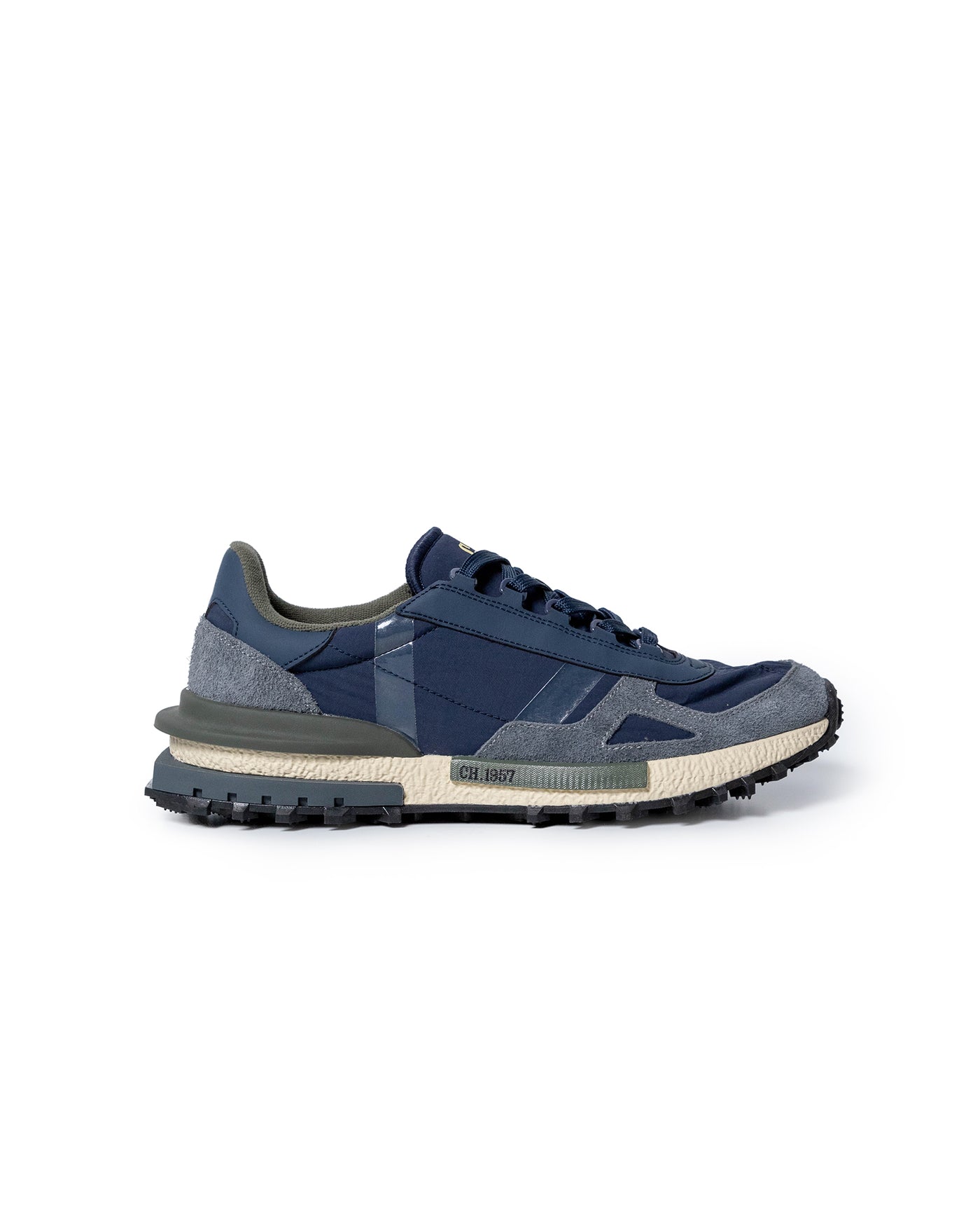 Mens Sneakers Runner Split Leather Textile Bicolor Butter Matte EVA Sole Ergonomic Insole C57 - Blue 63_061H050_AZU194030_6