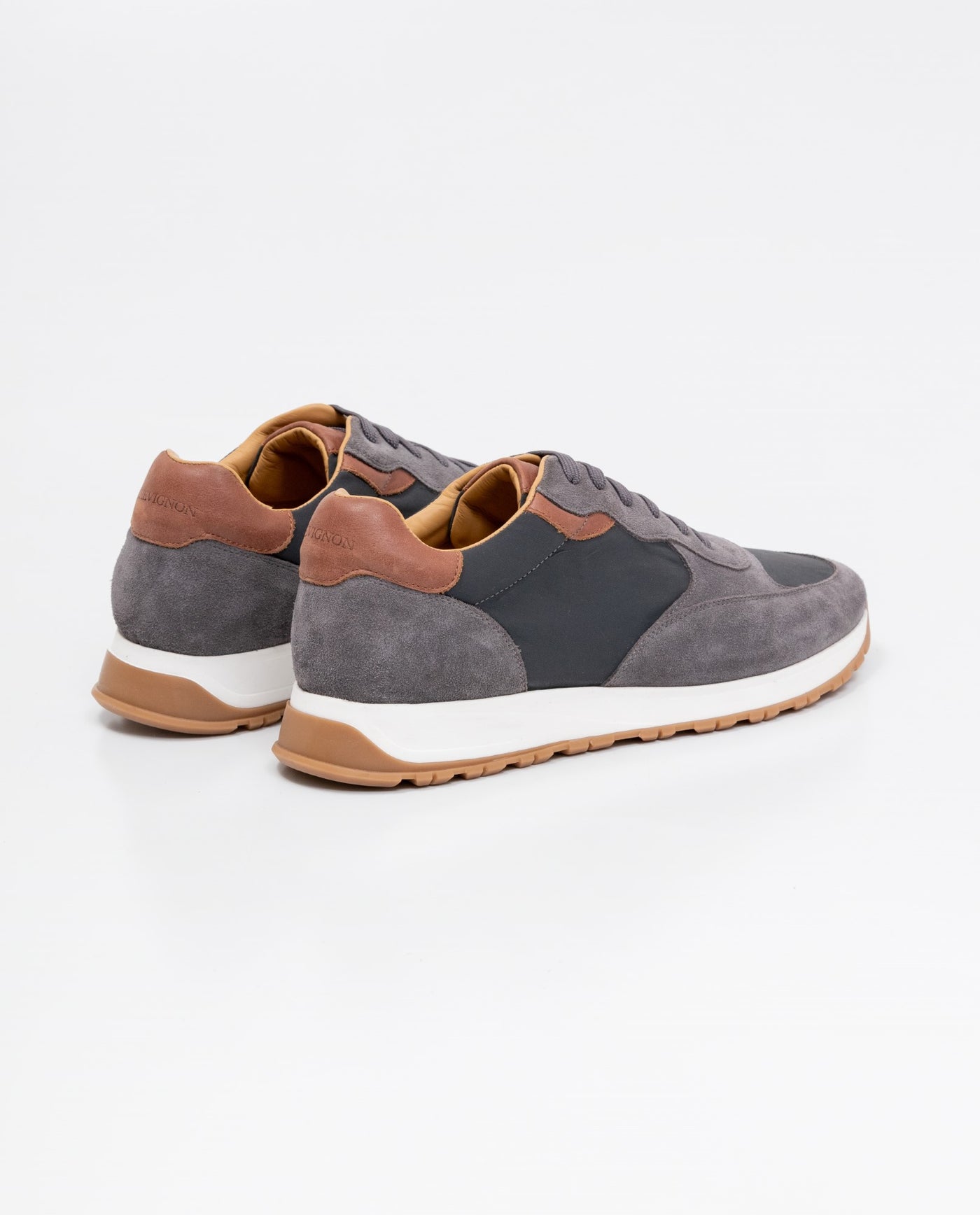 Men's Sneakers Runner Style - Suede Leather and Textile Material - Gray 63_062F000_GRI180403_3