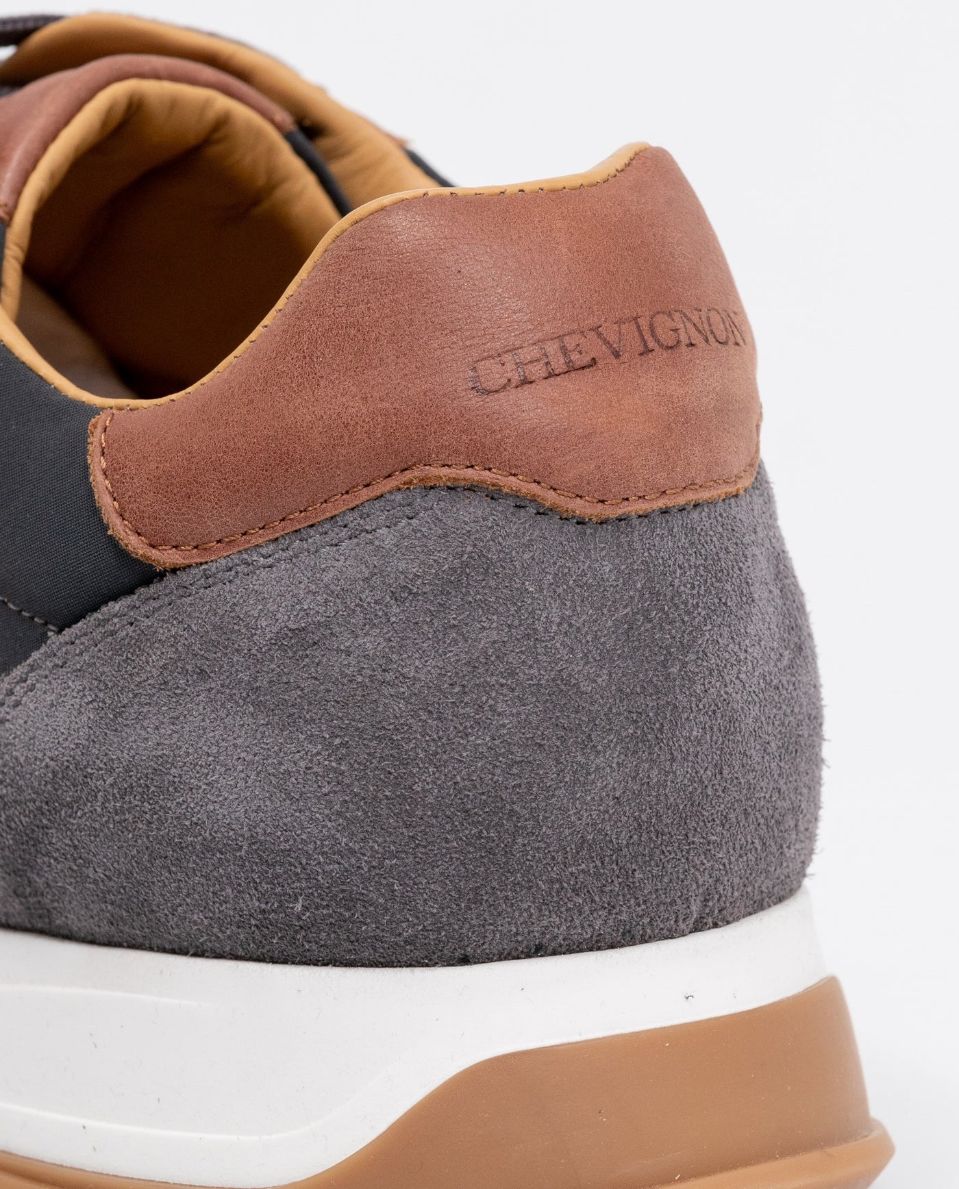 Men's Sneakers Runner Style - Suede Leather and Textile Material - Gray 63_062F000_GRI180403_6