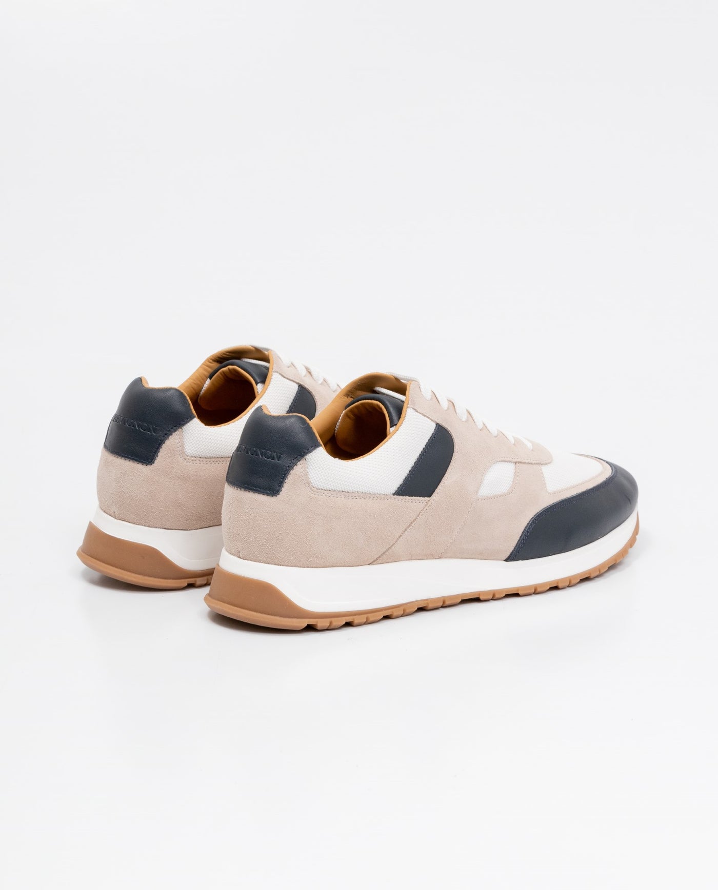 Men's Sneakers Runner Style - Suede Leather Aniline Leather and Textile Material - Beige 63_062F001_BEI140708_3