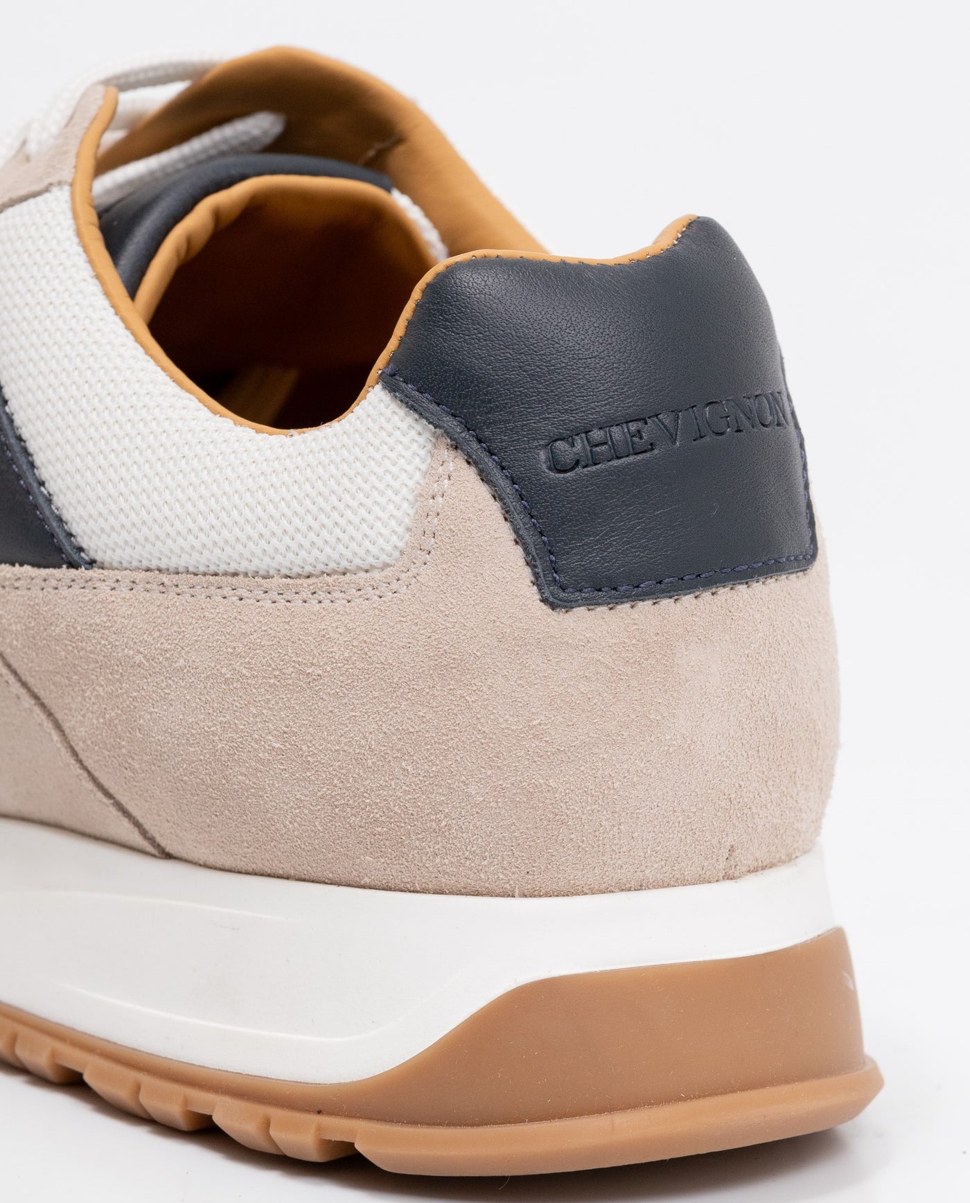 Men's Sneakers Runner Style - Suede Leather Aniline Leather and Textile Material - Beige 63_062F001_BEI140708_6
