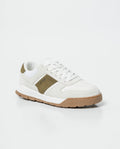 Men's Runner Style Sneakers with Bicolor Sole in Water-Repellent Suede