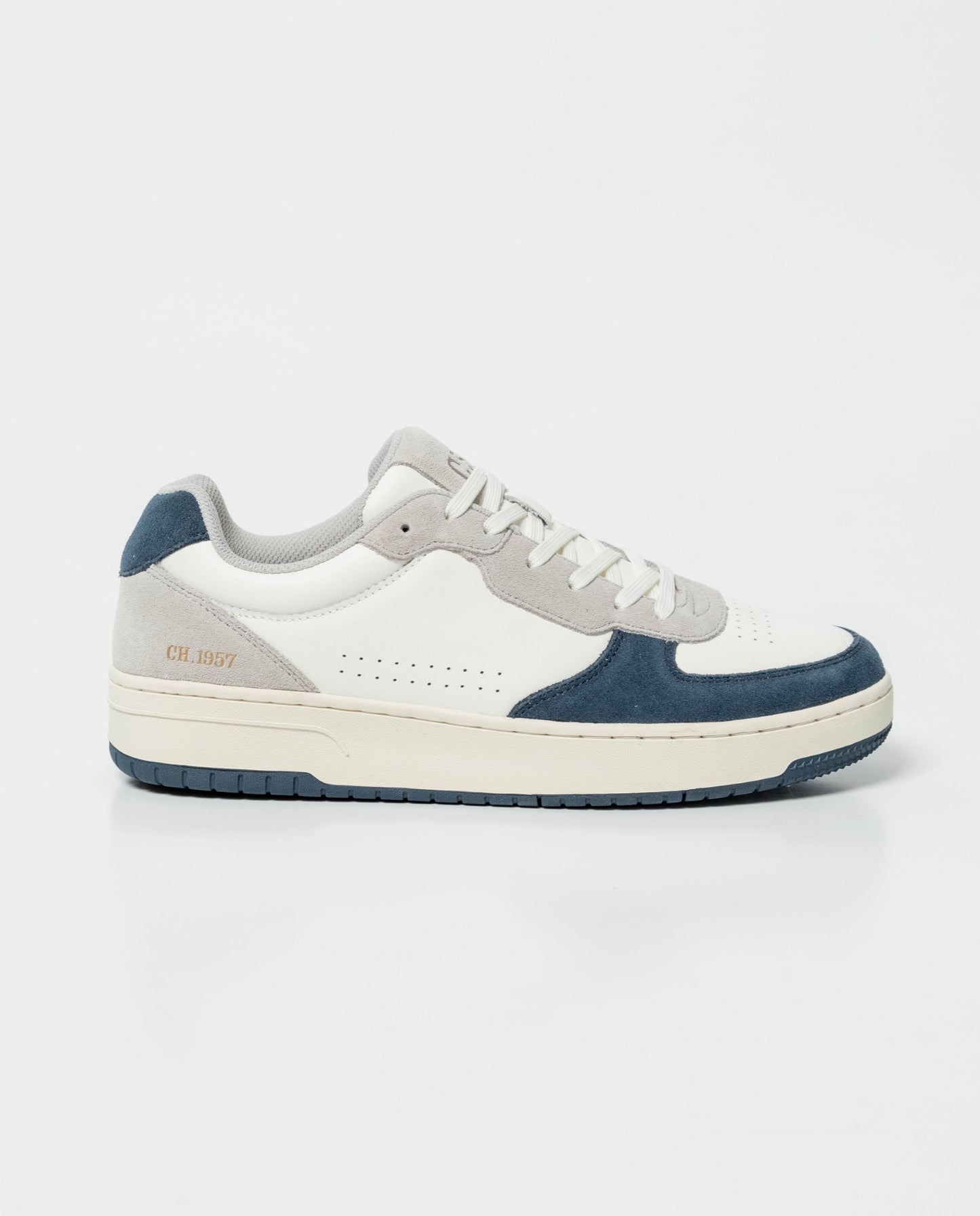 Men's Low-Top Basketball Style Sneakers with Contrast Textures - 7