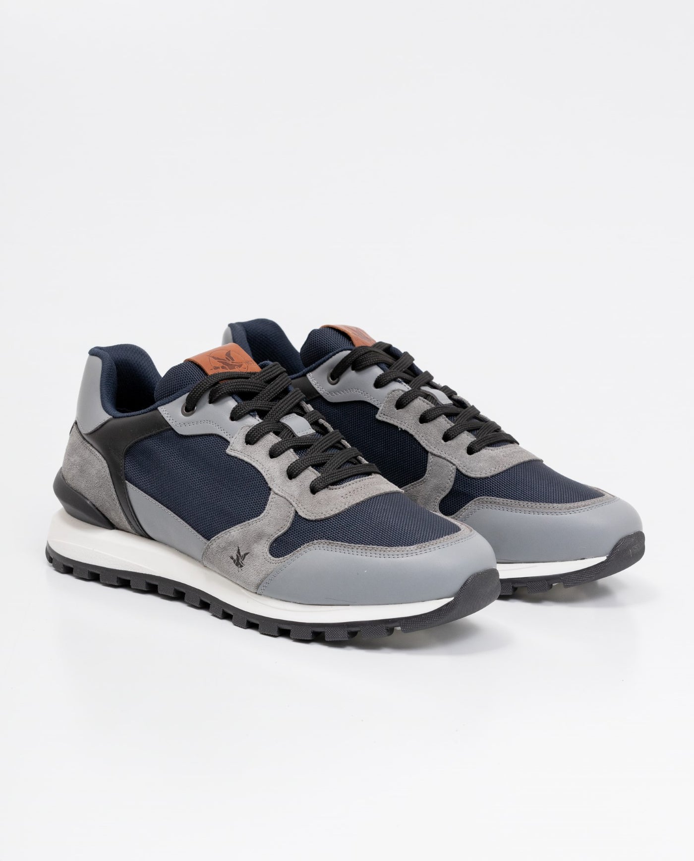 Men´s Leather-Textile Runners - Blue 63_064D400_AZU194052_0