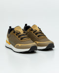 Men's Runner-Style Sneakers in Textile and Leather - Green