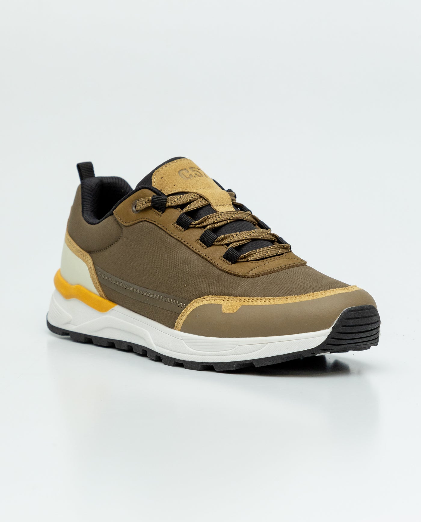 Men's Runner-Style Sneakers in Textile and Leather - Green 63_069F002_VER190622_4