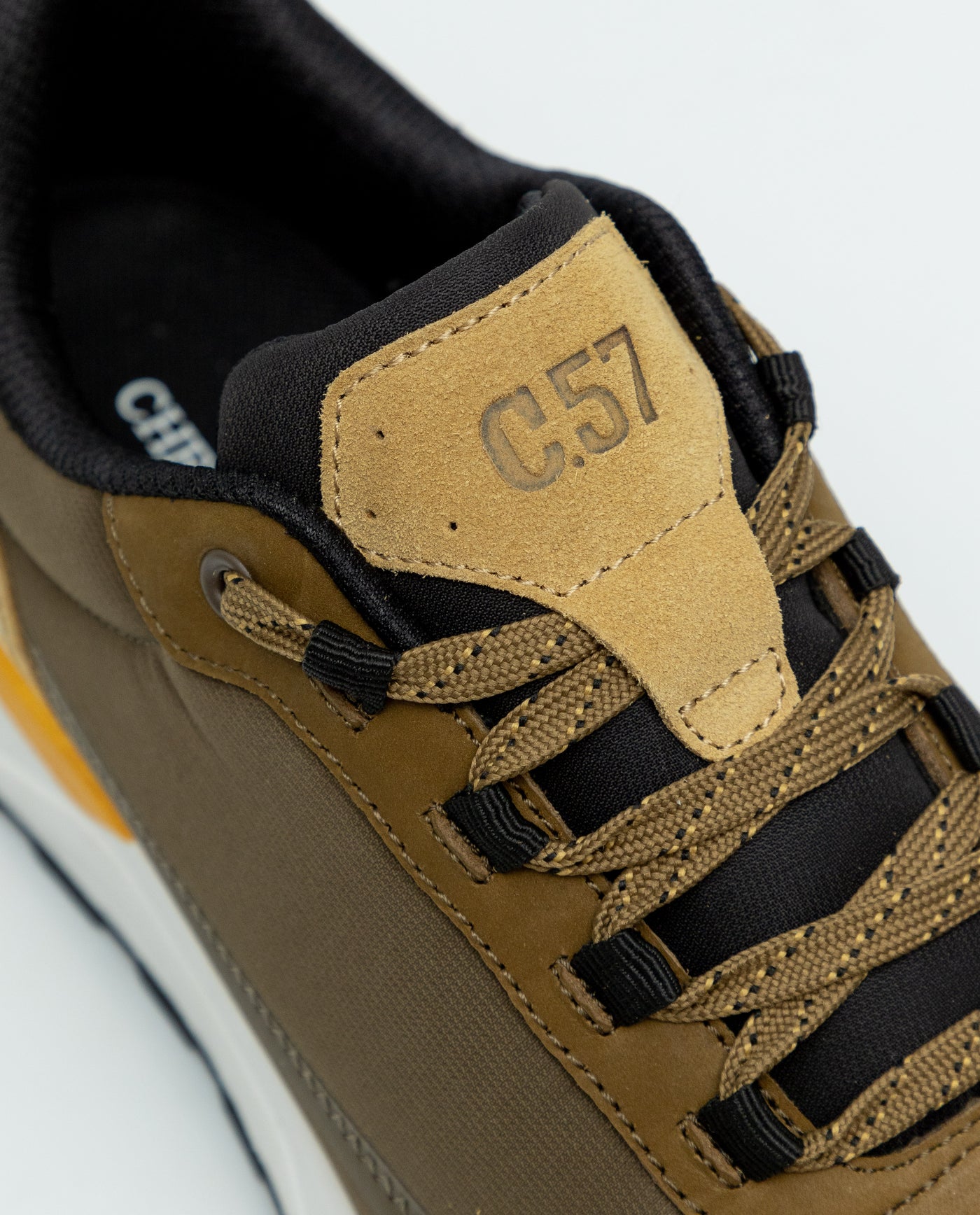 Men's Runner-Style Sneakers in Textile and Leather - Green 63_069F002_VER190622_7