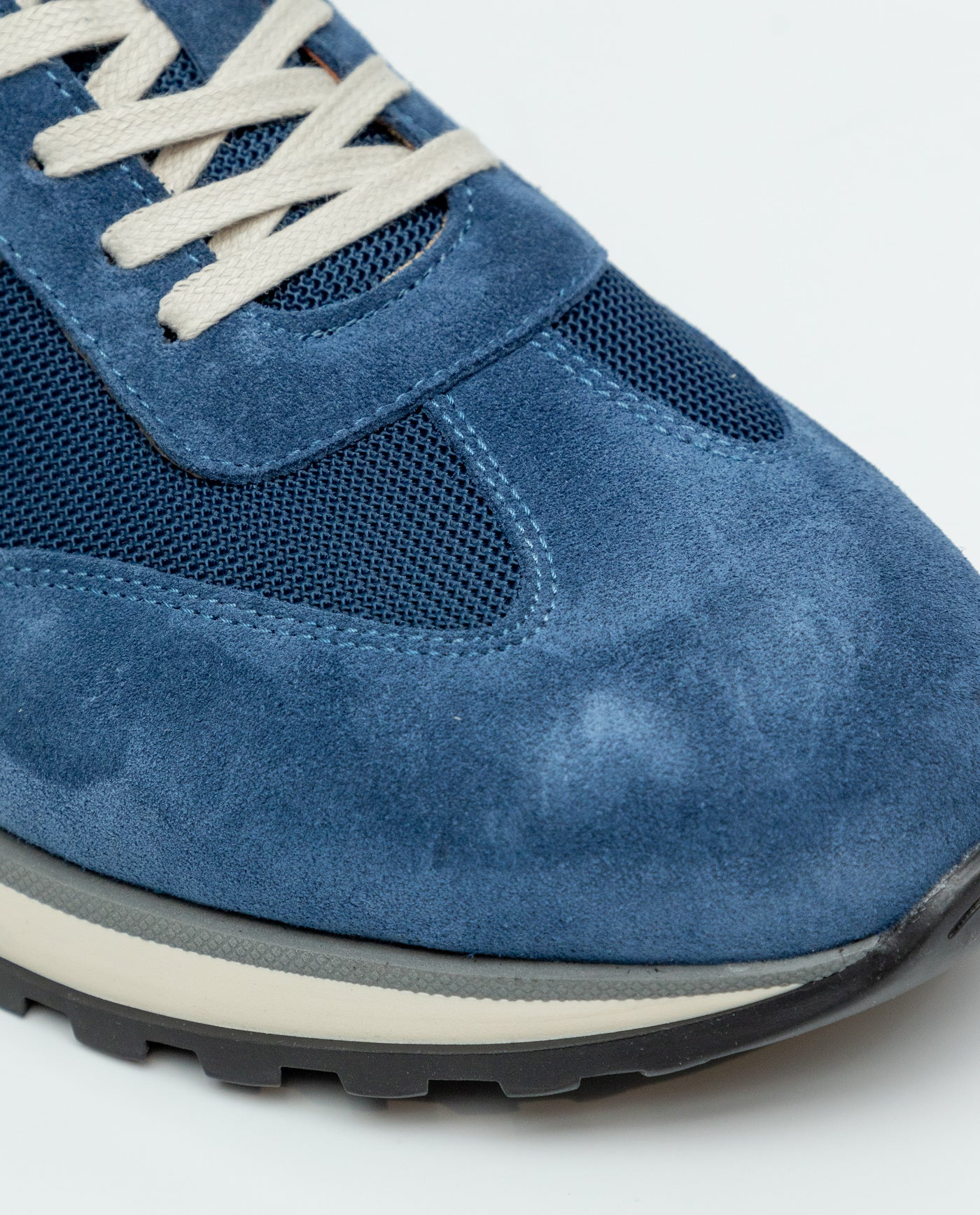 Men's Textile and Leather Runner-Type Sneakers - Blue 069F004 - 12