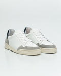 Men's Mixed Leather Court Sneakers - White