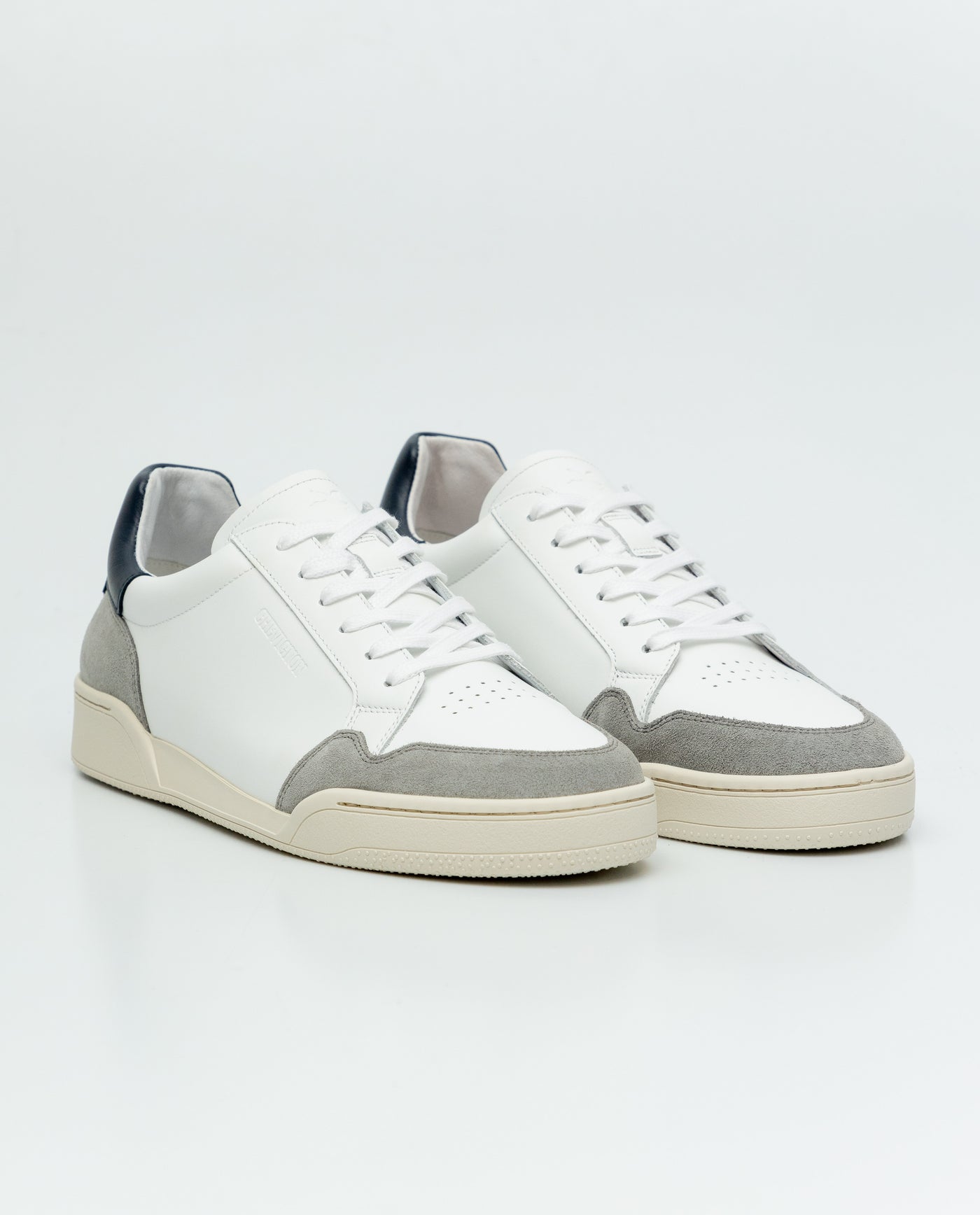 Men's Mixed Leather Court Sneakers - White 63_069F010_BLA110601_0