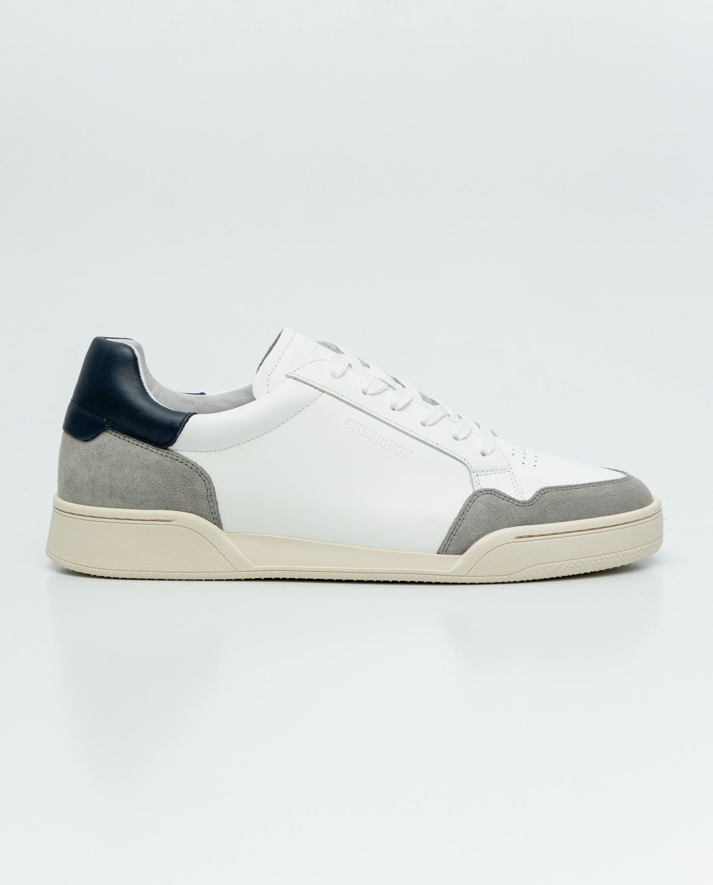 Men's Mixed Leather Court Sneakers - White 63_069F010_BLA110601_3
