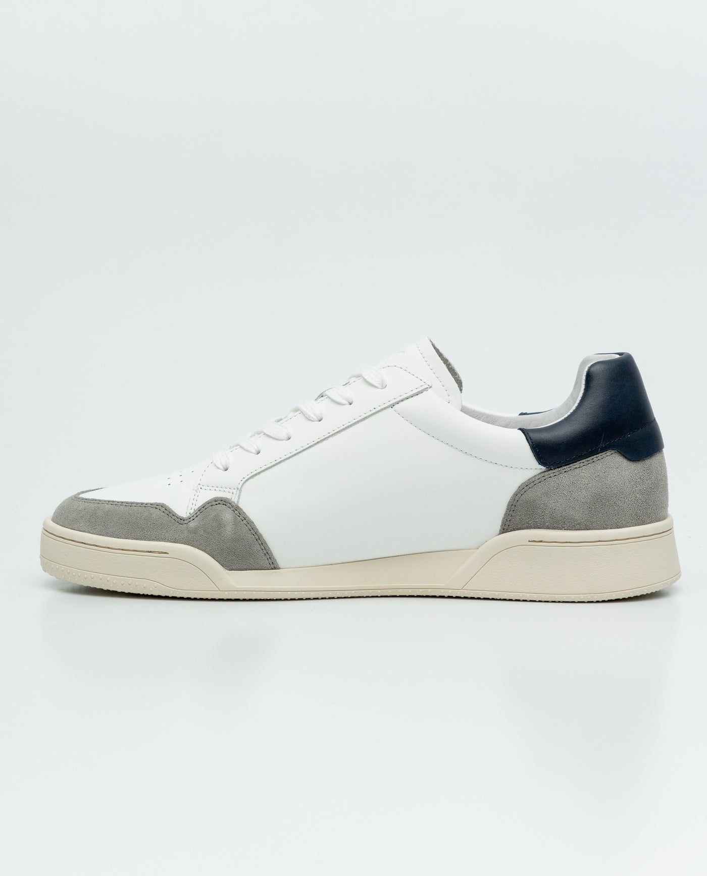 Men's Mixed Leather Court Sneakers - White 63_069F010_BLA110601_5