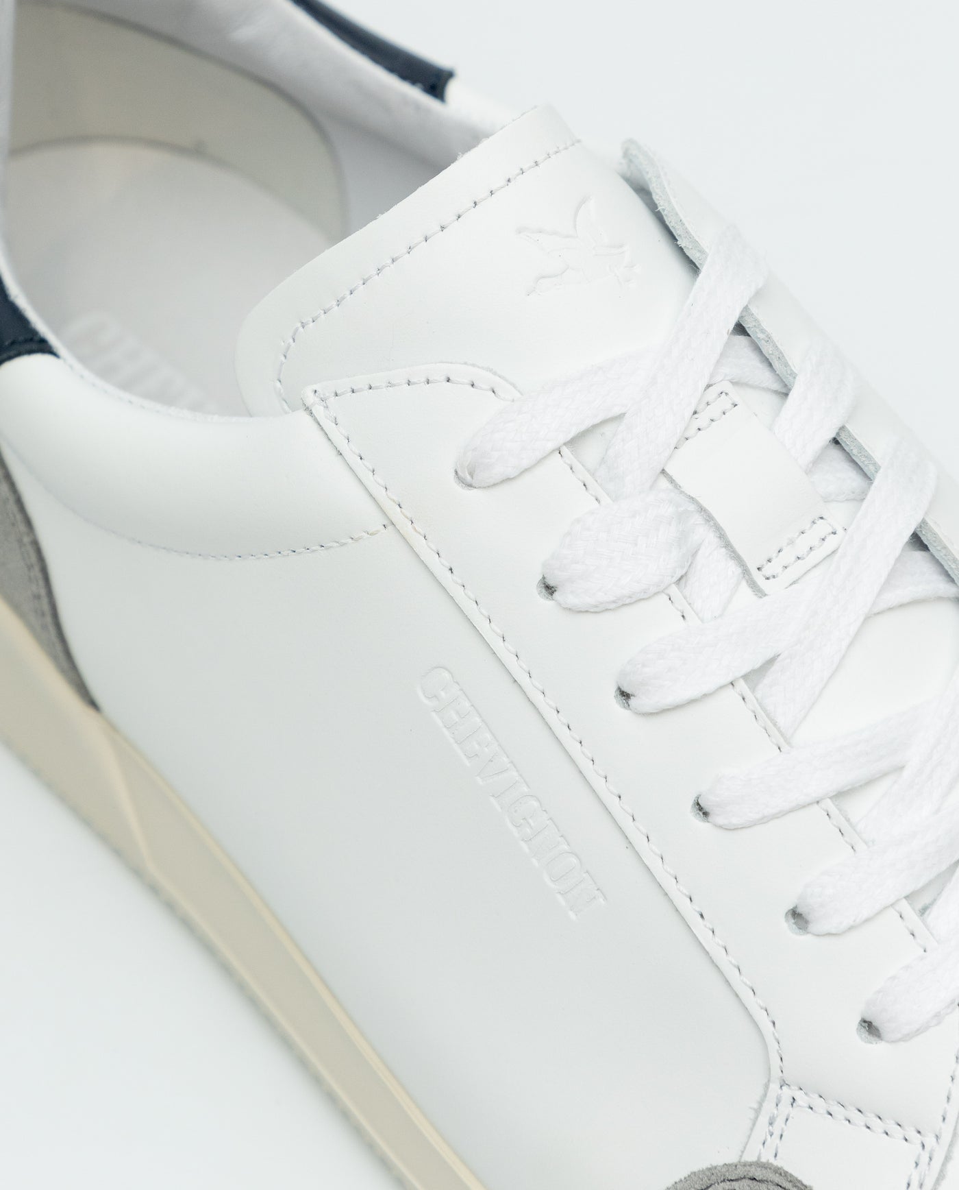 Men's Mixed Leather Court Sneakers - White 63_069F010_BLA110601_7