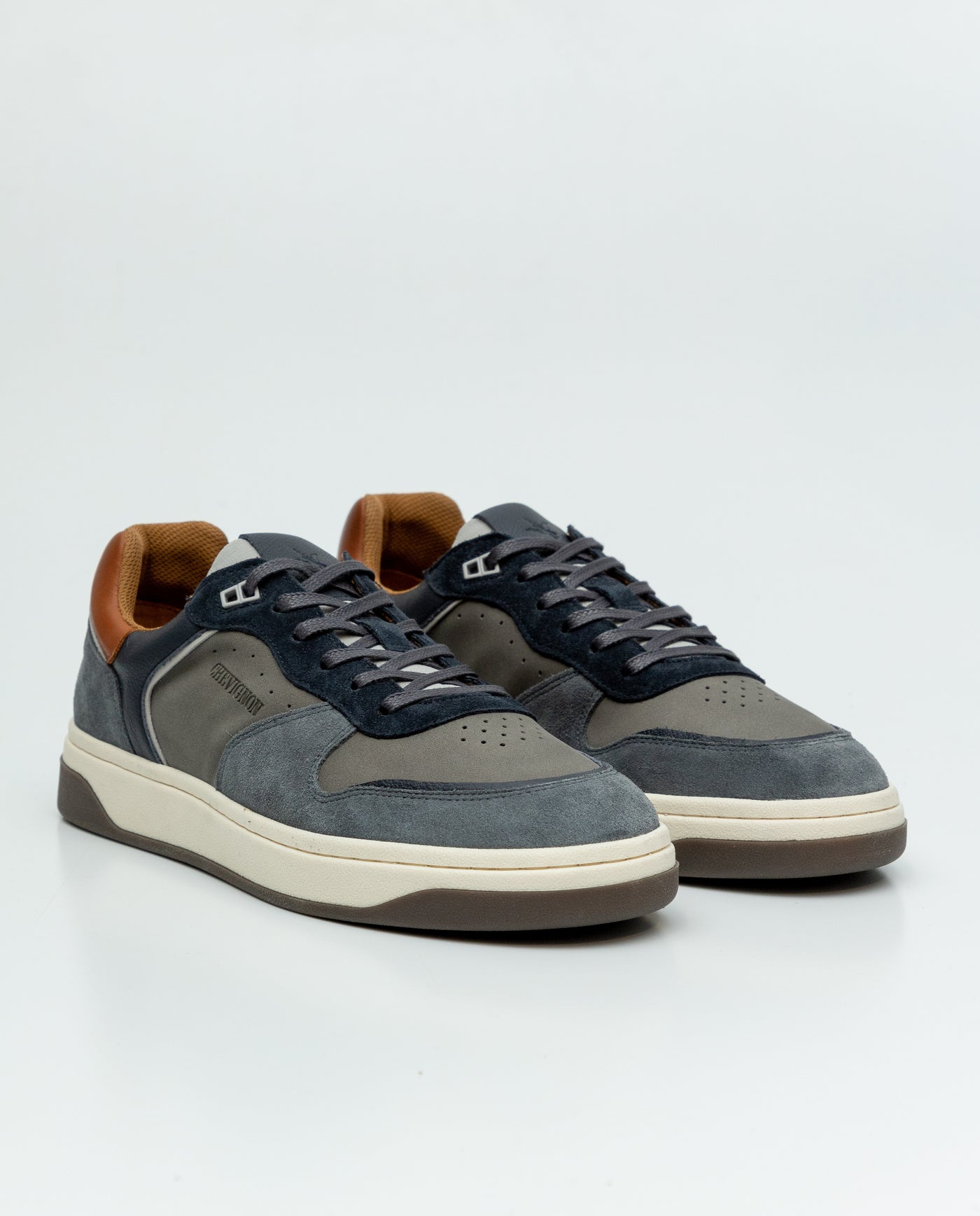 Leather Basketball-Style Sneakers for Men - Blue 63_069F014_AZU184215_0