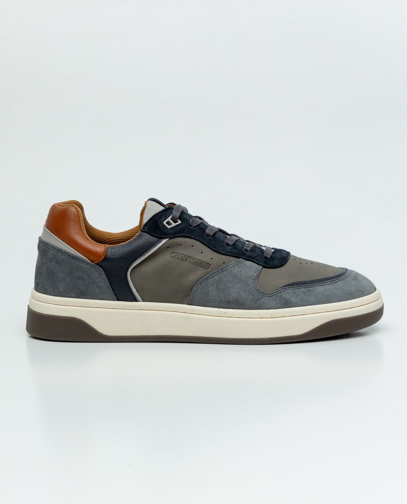 Leather Basketball-Style Sneakers for Men - Blue 63_069F014_AZU184215_3