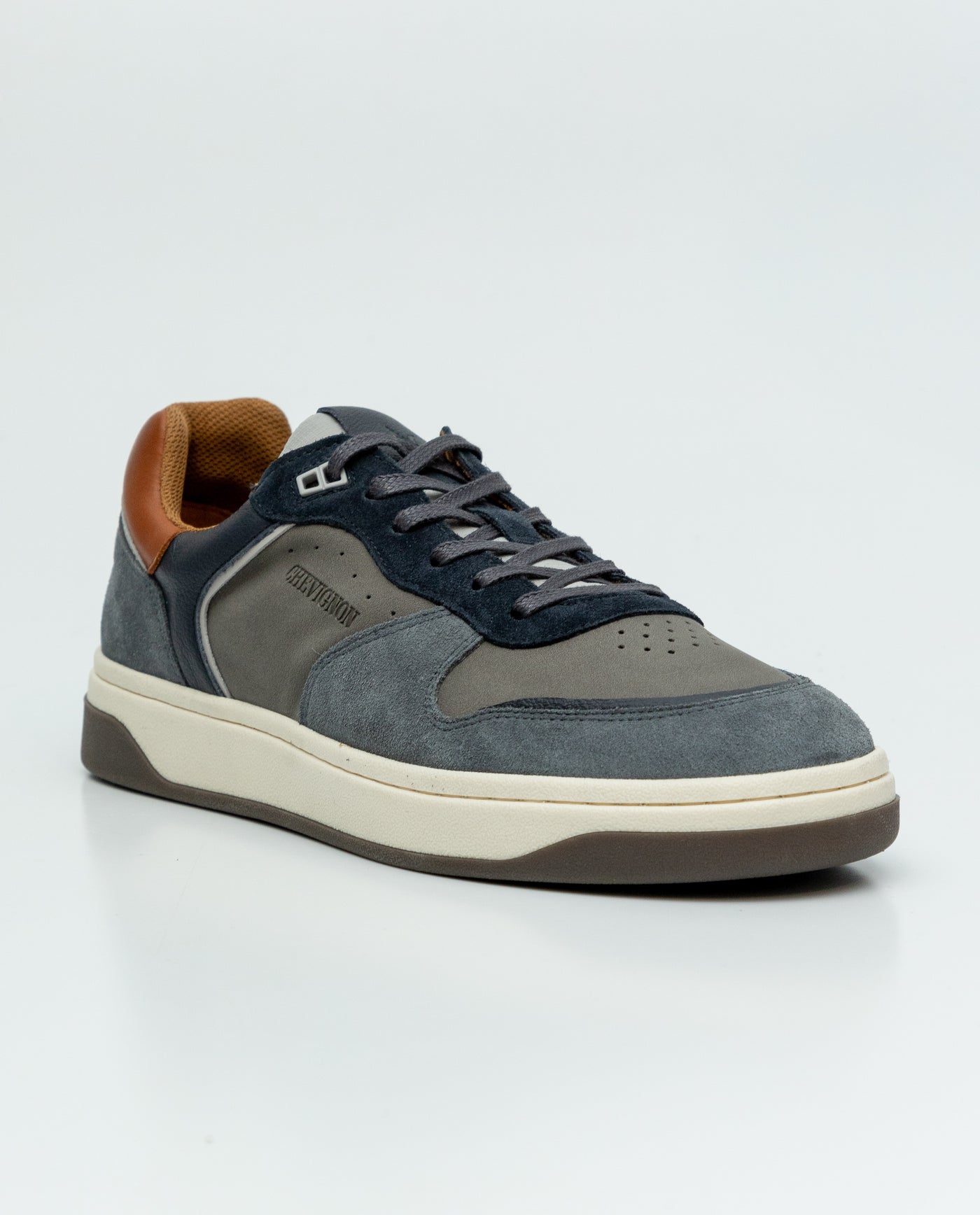 Leather Basketball-Style Sneakers for Men - Blue 63_069F014_AZU184215_4