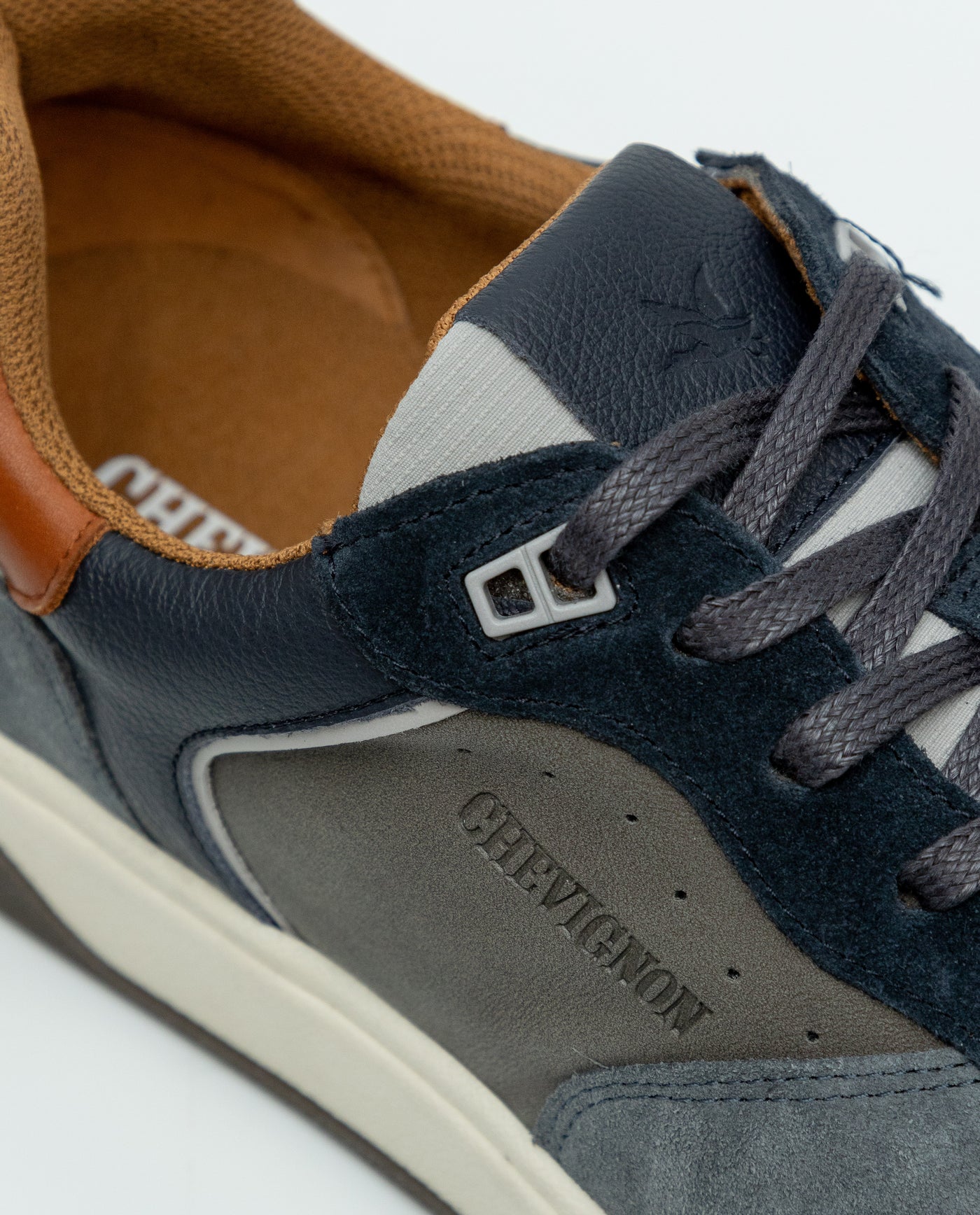 Leather Basketball-Style Sneakers for Men - Blue 63_069F014_AZU184215_7