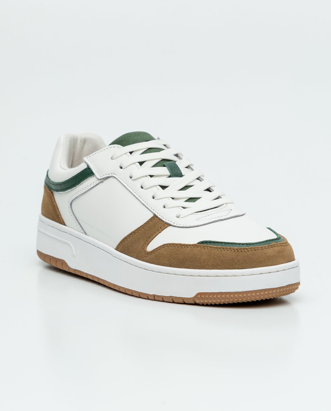 Leather Basketball-Style Sneakers for Men - White 63_069F016_BLA110601_4
