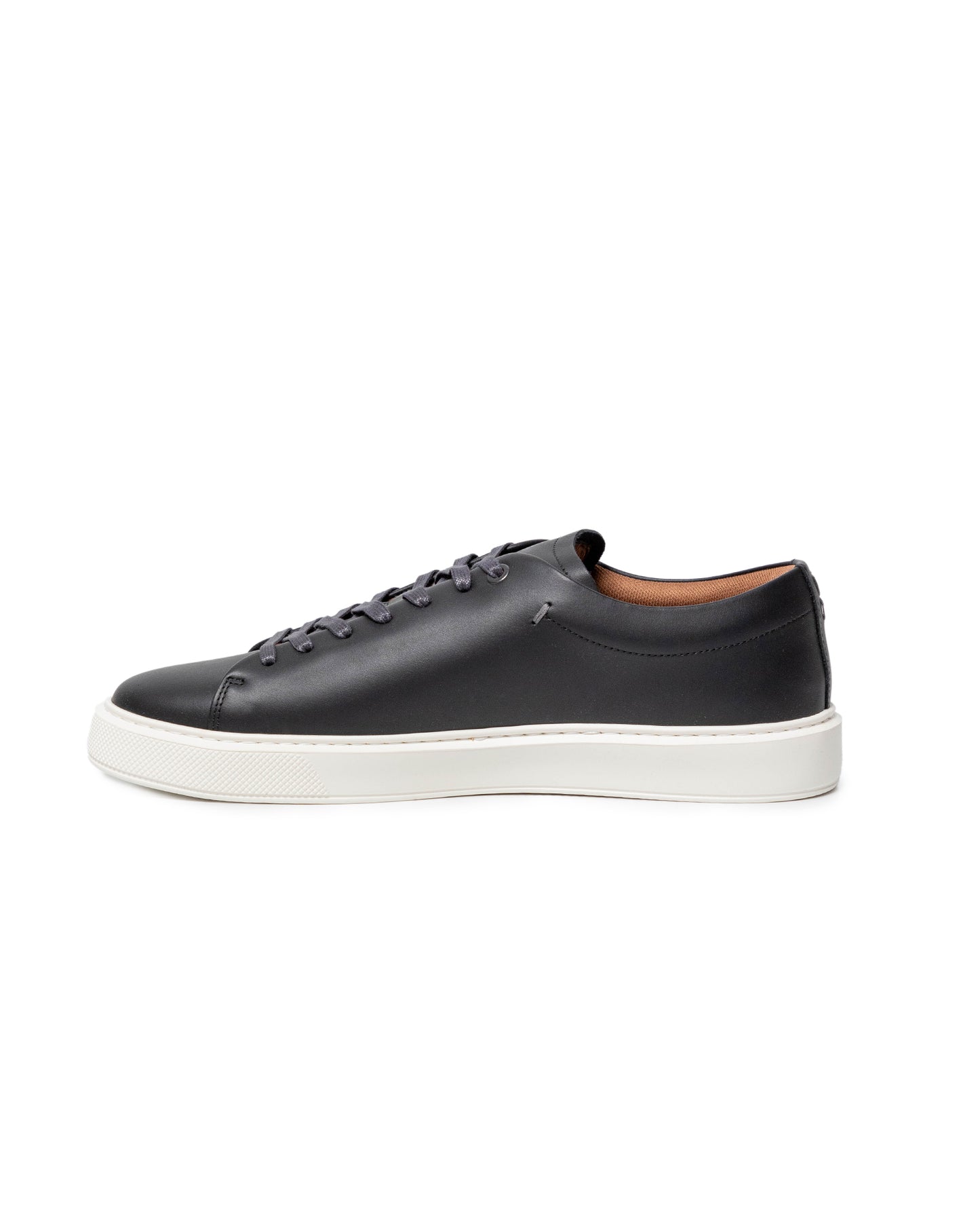 Men's Low Profile Leather Sneakers - Black - 6