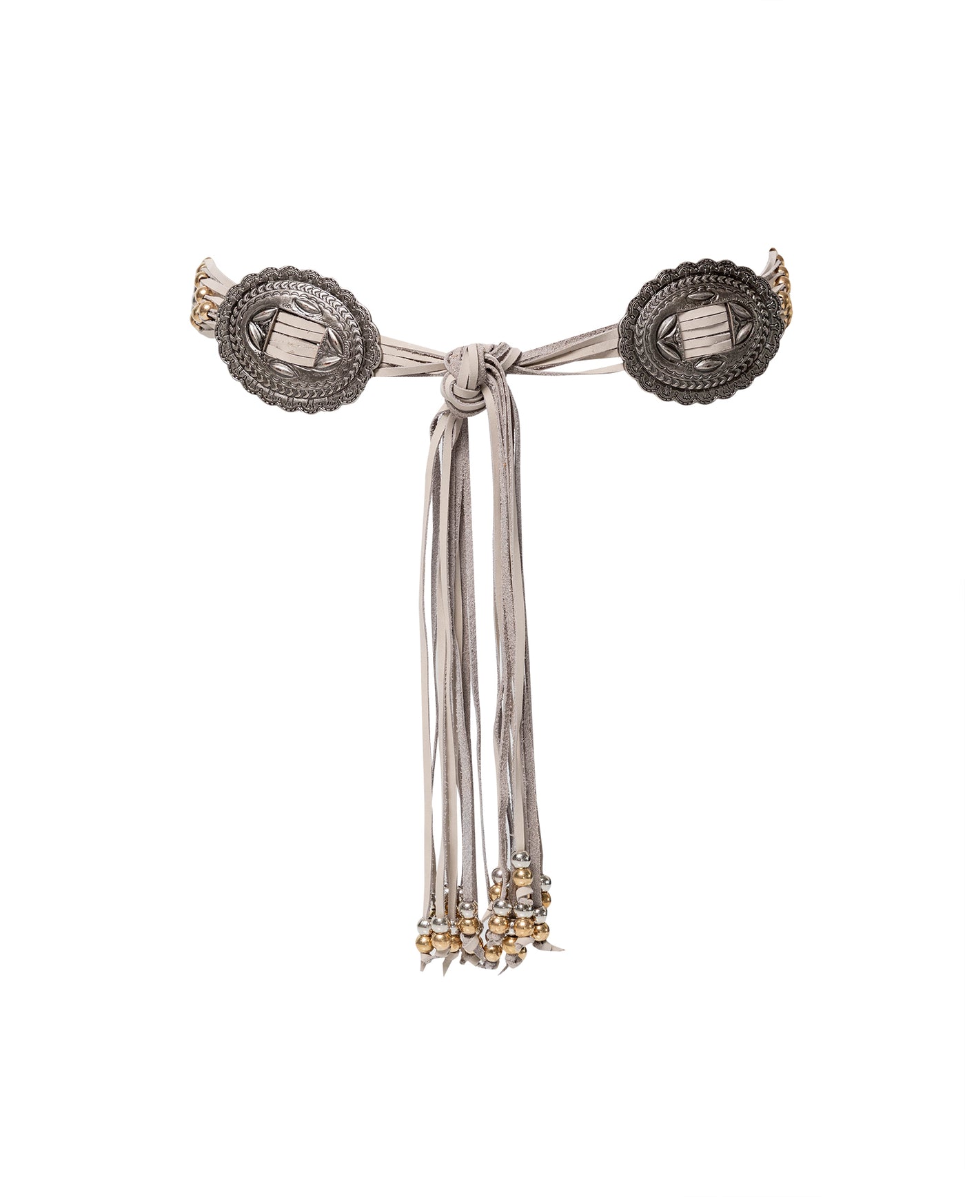 Women's Fringe and Metal Concho Leather Belt - 1
