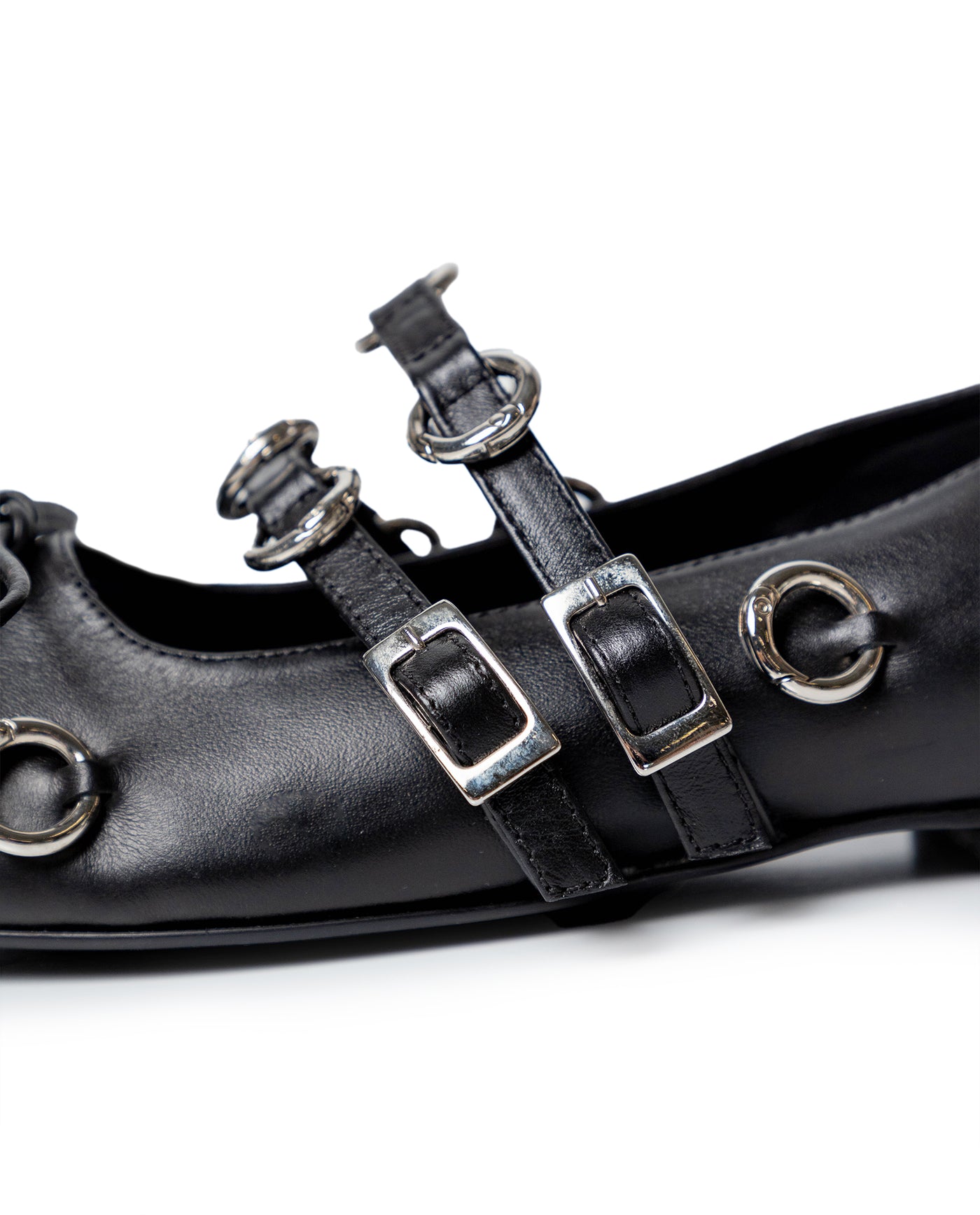 Womens Cowhide Leather Adjustable Strap Shoes - Special Collection - Black 63_264H202_NEG194007_8