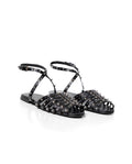 Women´s Leather Studded Sandals - Black