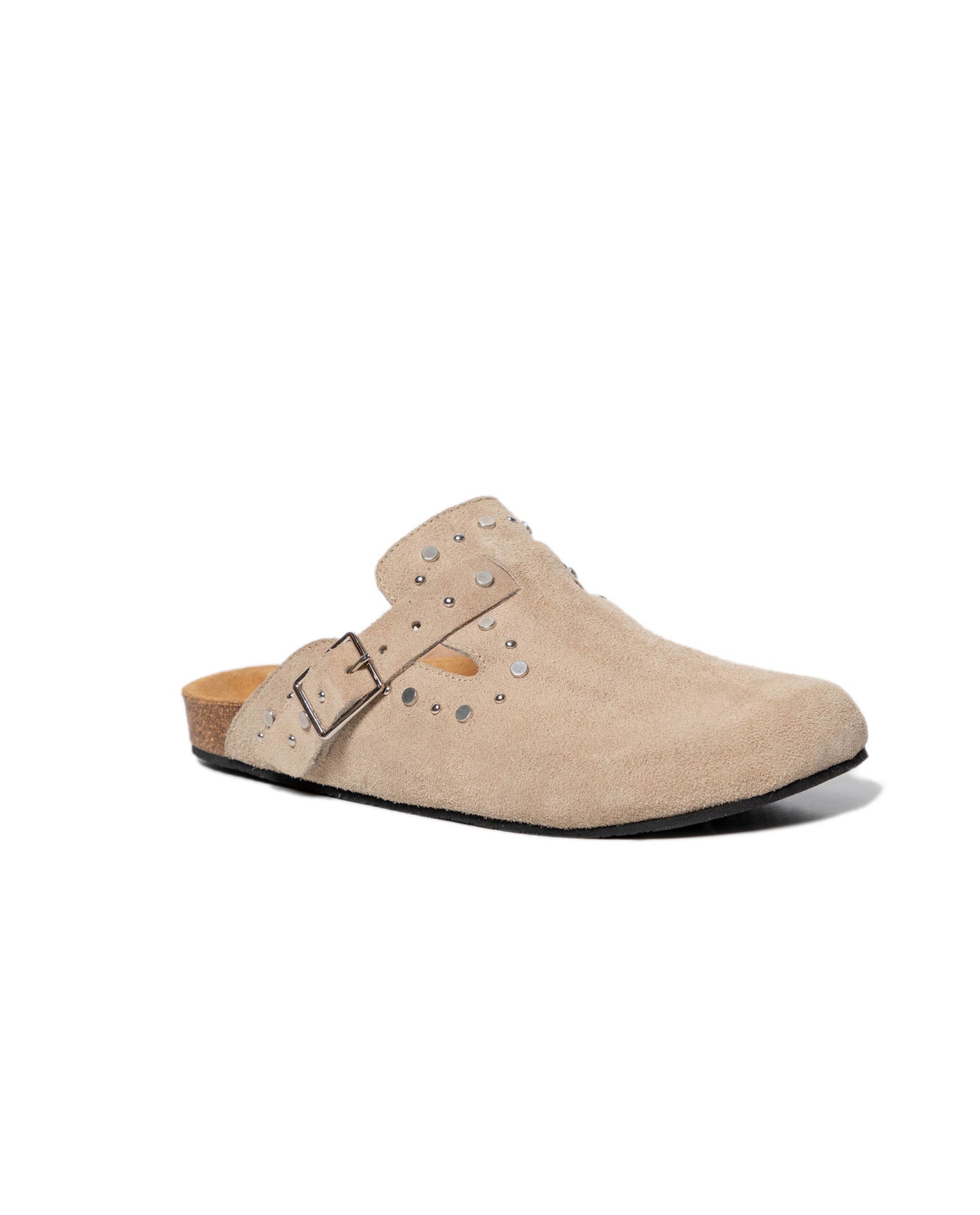 Women's Clogs in Leather Rounded Silhouette - Khaki - 6