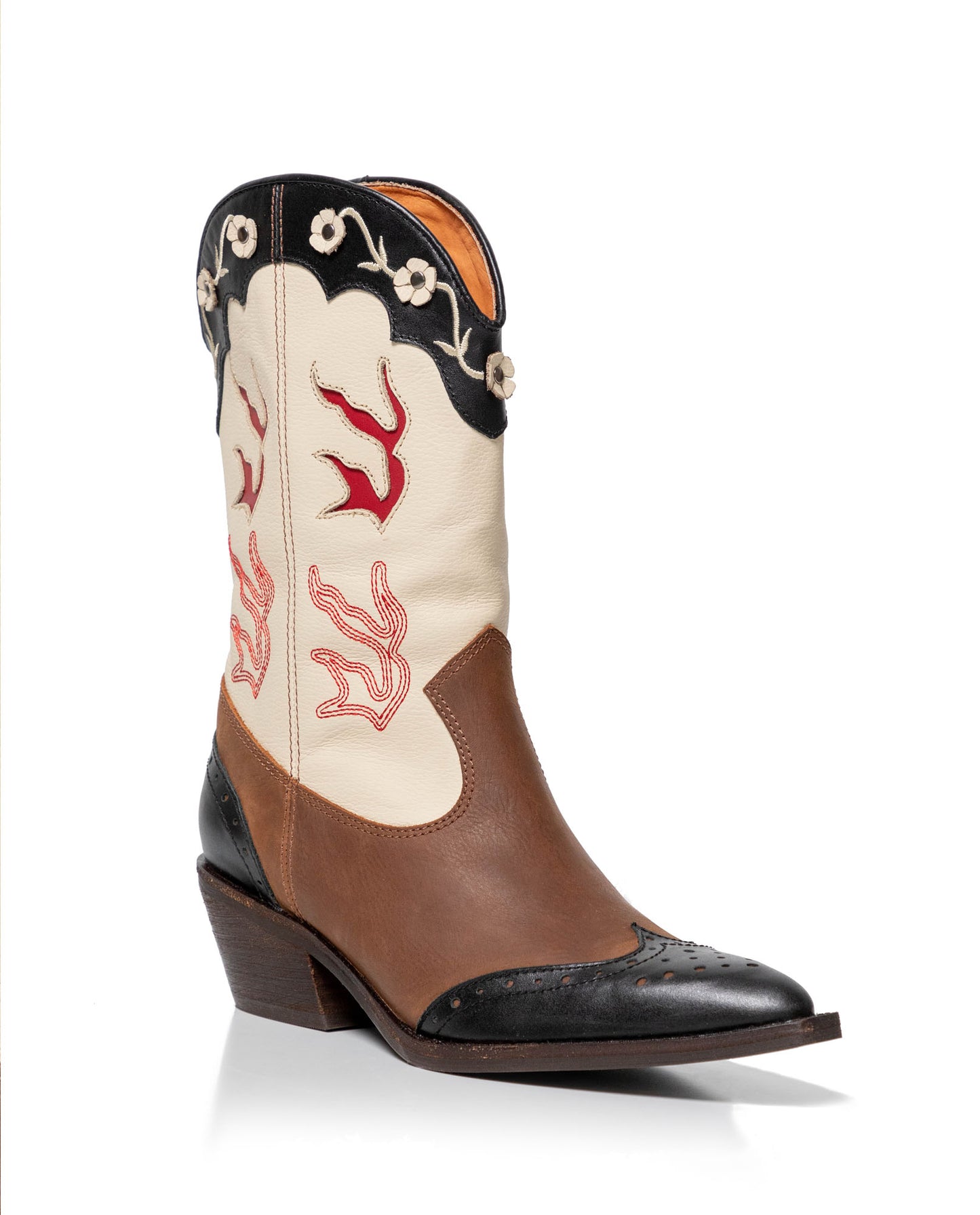 Women's Low Shaft Leather Texan Boots - Brown - 6