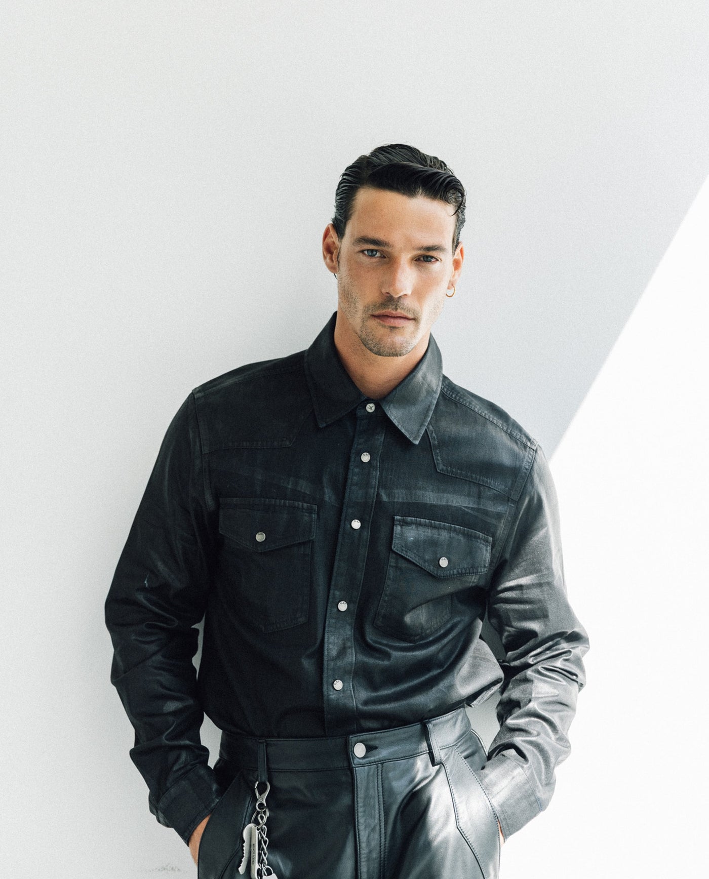 Mens Slim Fit Denim Shirt - Special Collection - Blue 63_312H202_AZU194052_3