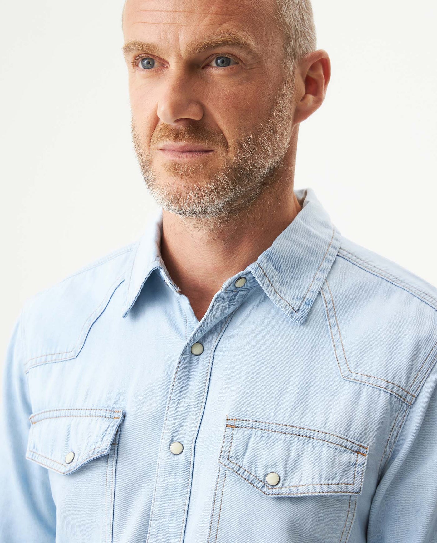Men's Slim Fit Denim Shirt in Cotton, Midnight 319G000 - 4