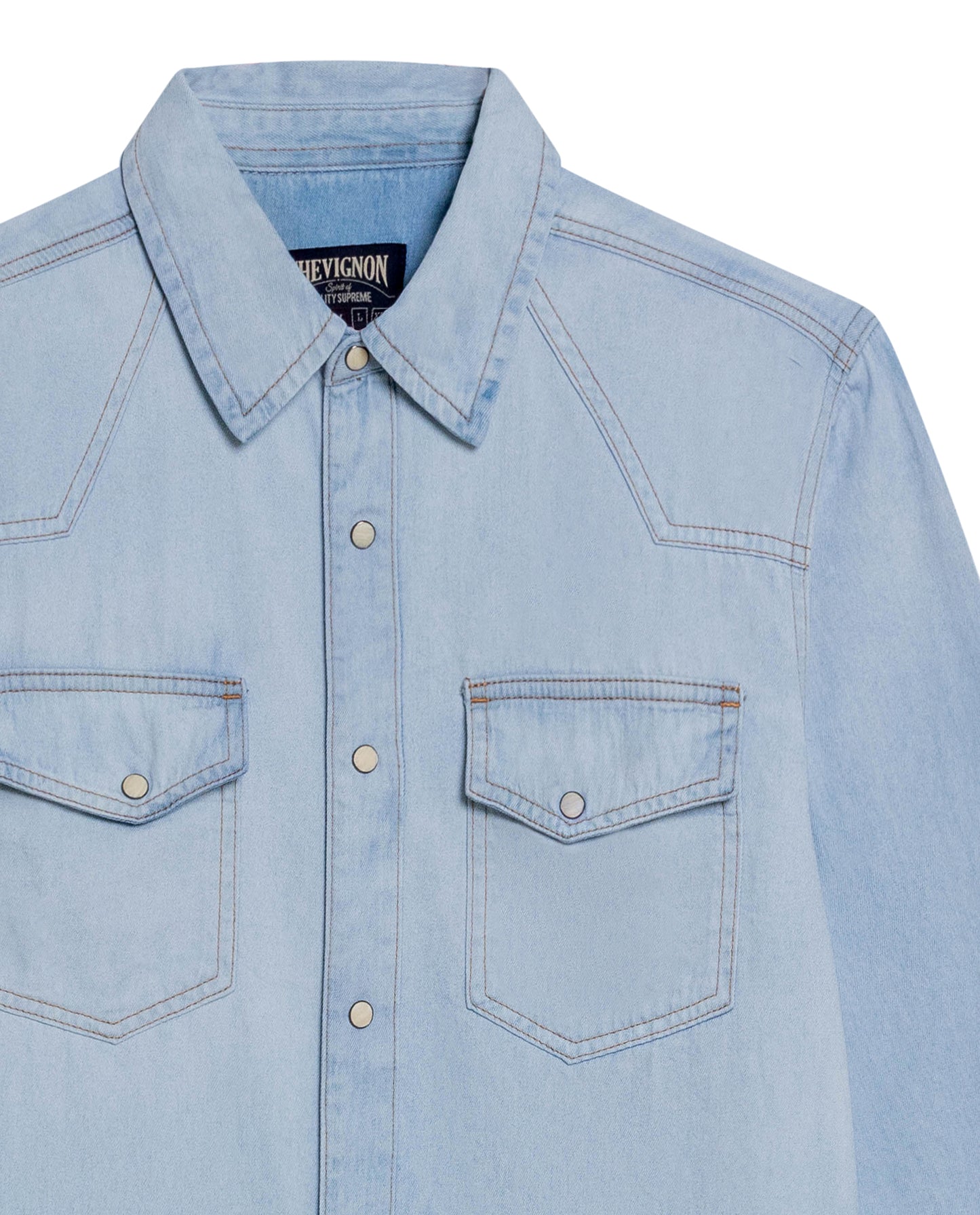 Men's Long Sleeve Denim Shirt - Blue - 7