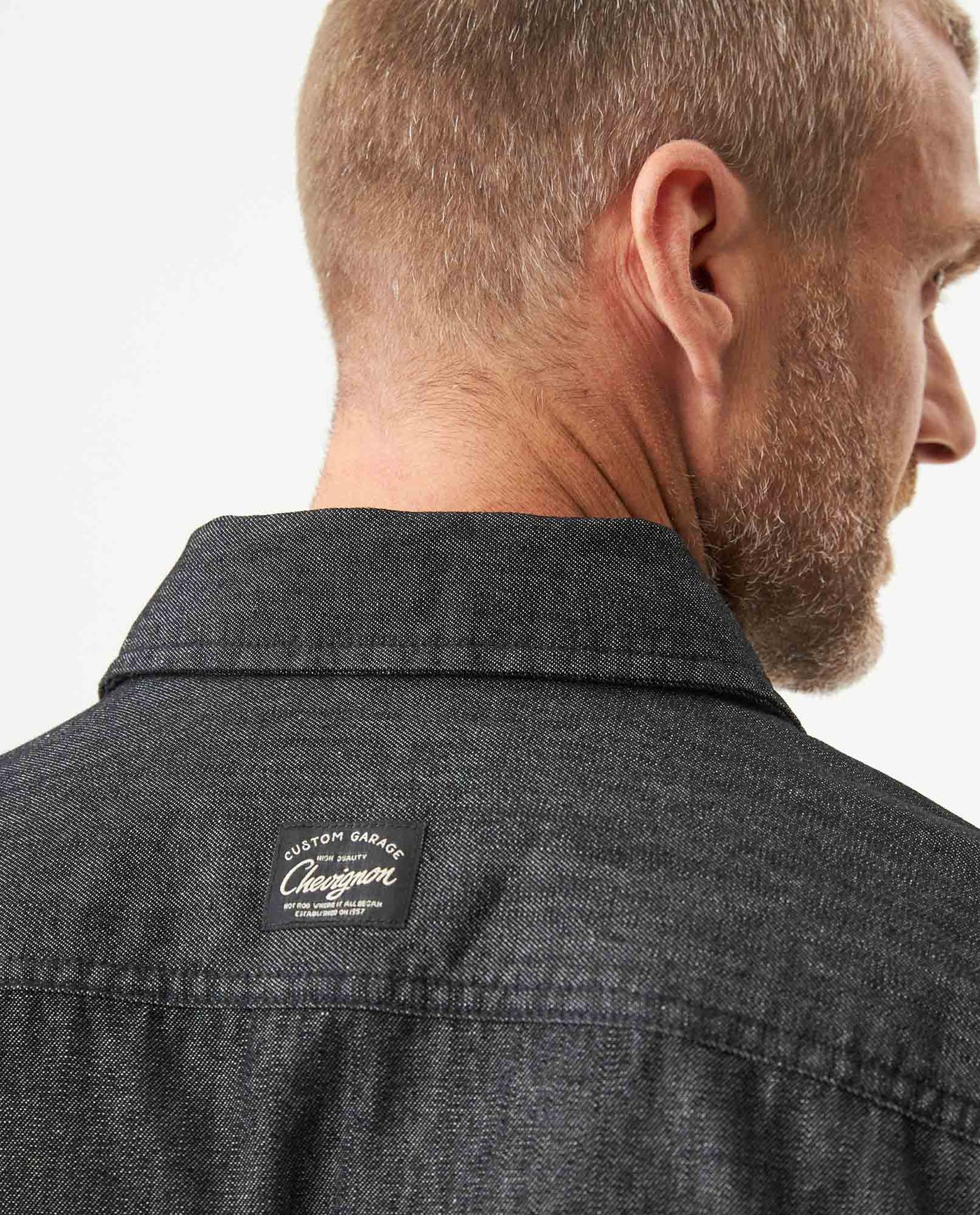 Men's Slim Fit Long Sleeve Denim Shirt in Cotton-Polyester-Rayon Blend, Nocturne - 6