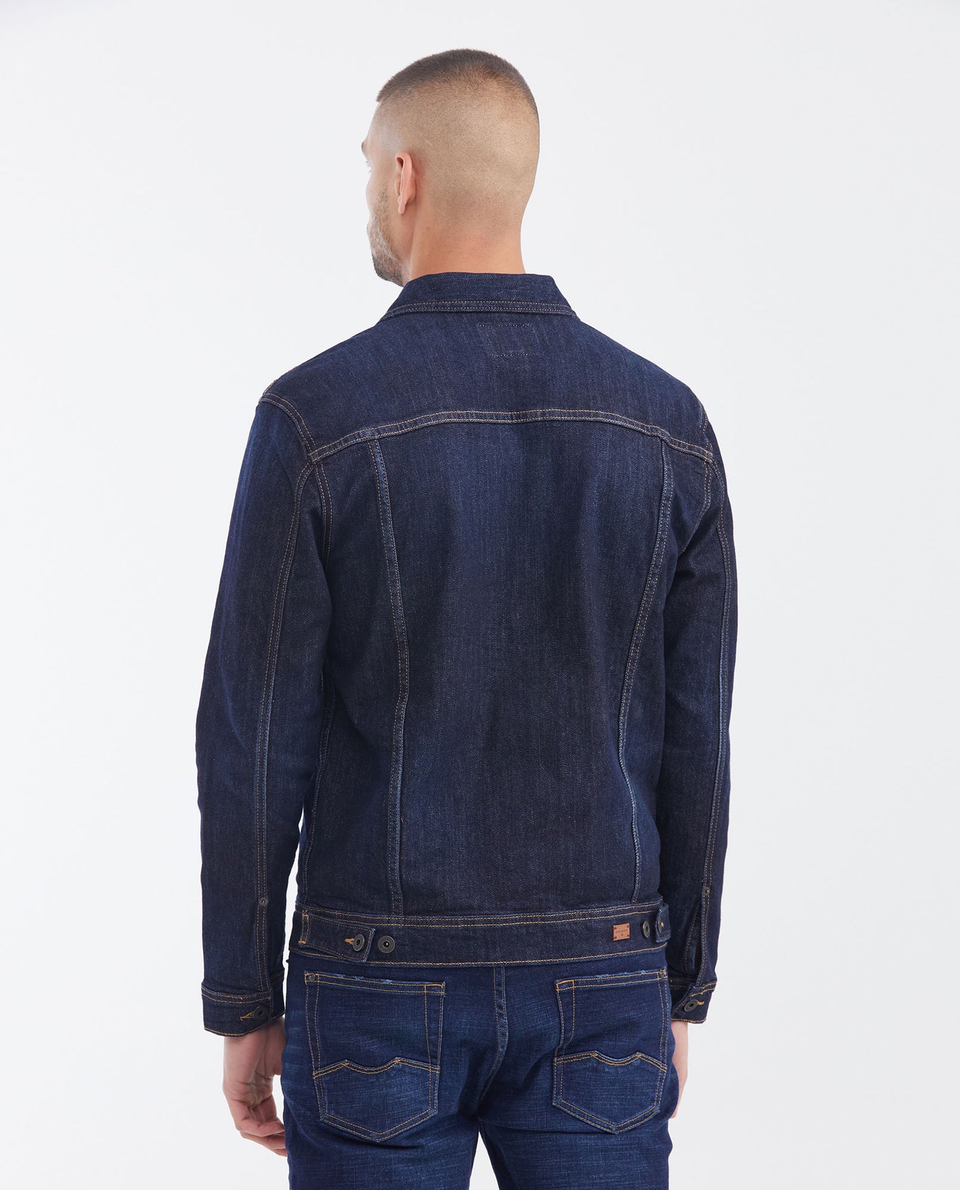 Men's Cotton-Spandex Trucker Jacket - Blue 320F000 - 5