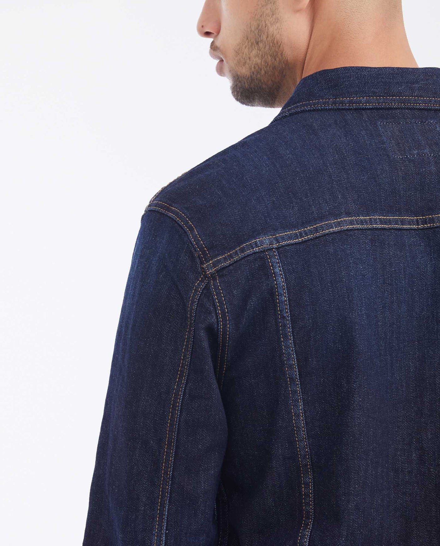 Men's Cotton-Spandex Trucker Jacket - Blue 320F000 - 6