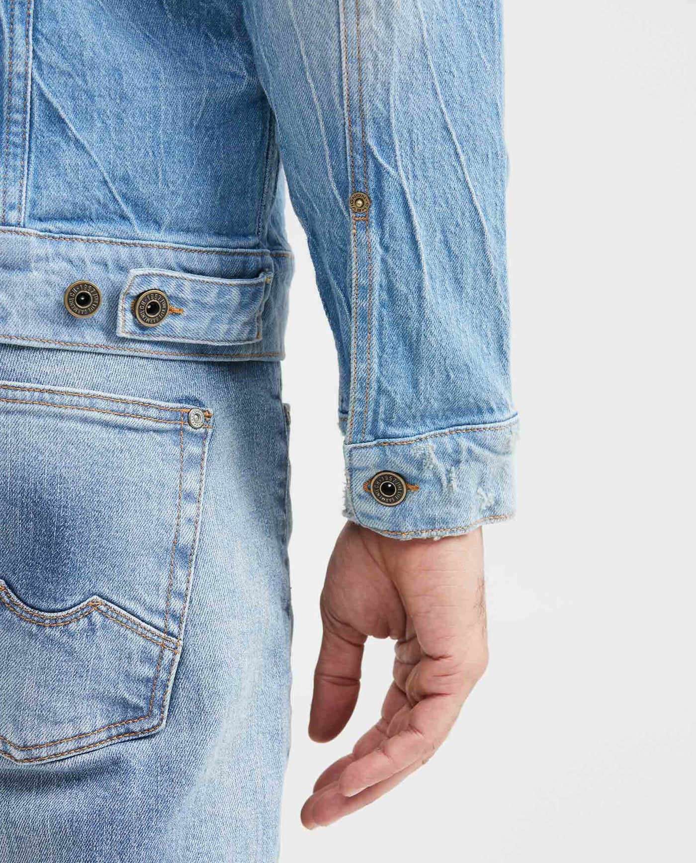Men's Western Denim Shirt Slim Fit Light Wash - 6