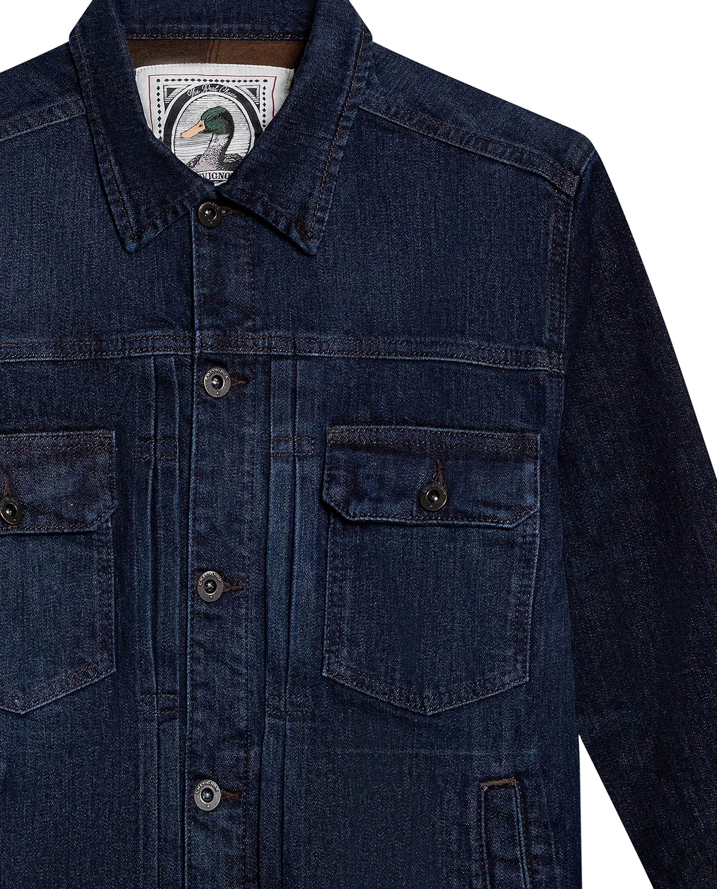 Mens Trucker Jacket Lined Dark Wash Cotton Elastane Full Cotton Lining Metal Buttons - Blue 63_321H001_AZU193924_8