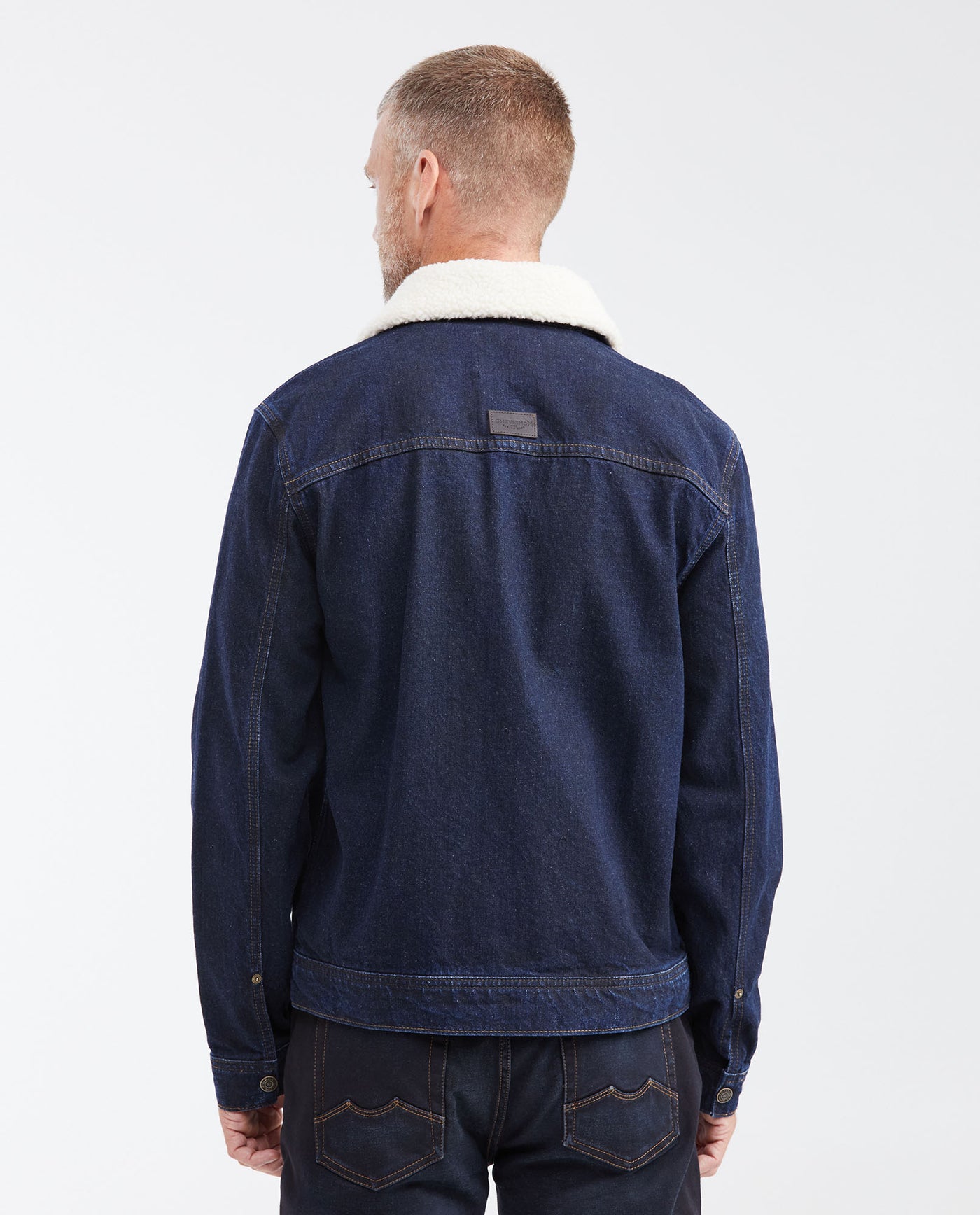 Denim Trucker Jacket with Removable Sherpa Collar Dark Blue for Men - Blue 322G000 - 5